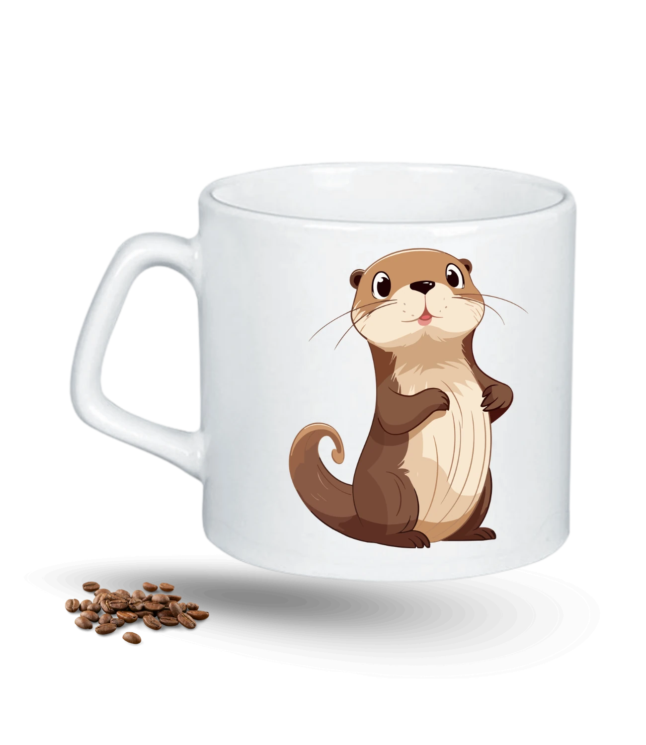 Sevimli Su Samuru Baskılı Porselen Afilli Kupa Bardak