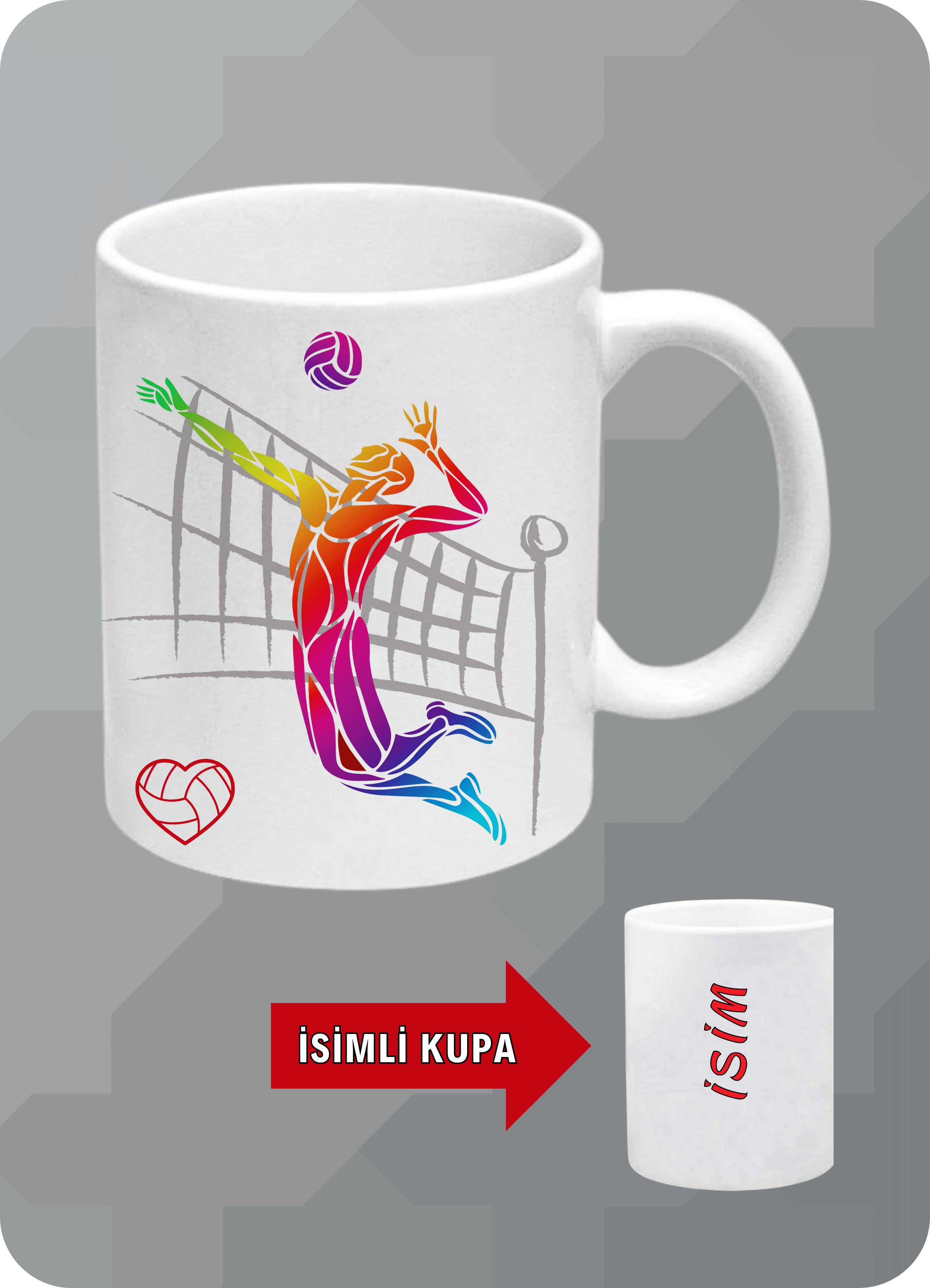 Voleybol Temalı Erkek Voleybolcu Kupa Bardak Çay Kahve Fincanı-1