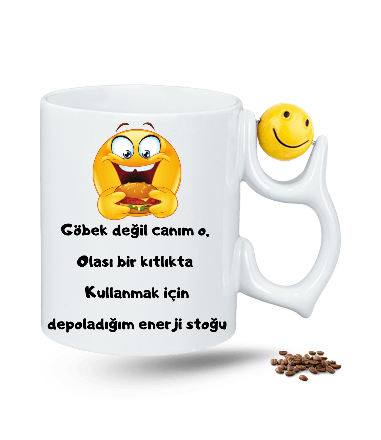 Göbek Değil Canım O Baskılı Emoji Dönen Toplu Kupa Bardak Çay Kahve Fincanı