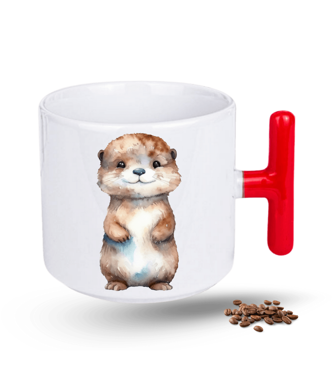 Sevimli Anime Su Samuru Cute Baskılı T Saplı Porselen Kupa Bardak