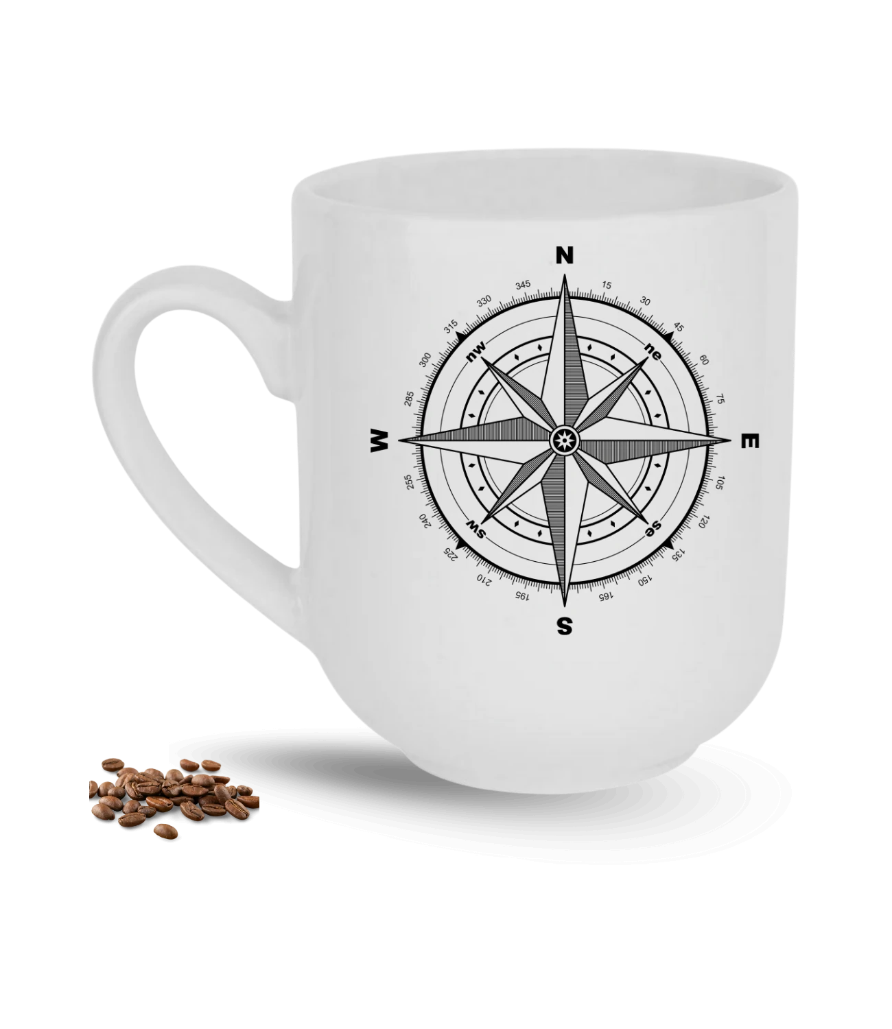 Camping Temalı Pusula Baskılı Elit Lüx Porselen Kupa Bardak