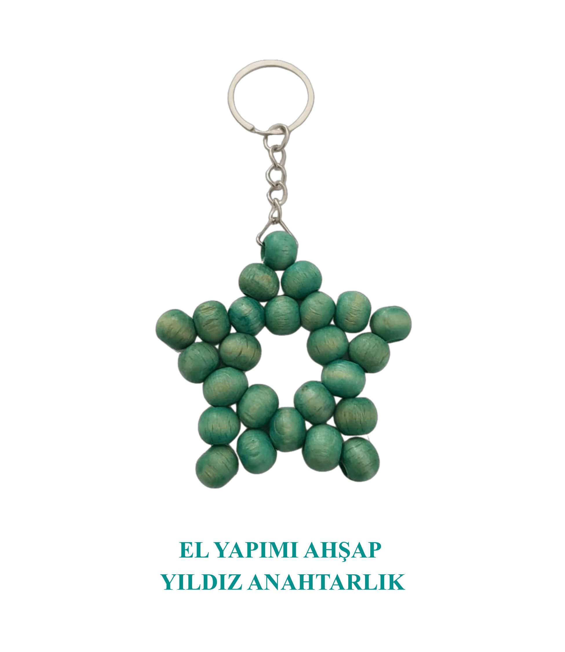 El Yapımı Yıldız Ahşap Anahtarlık Natural Yeşil