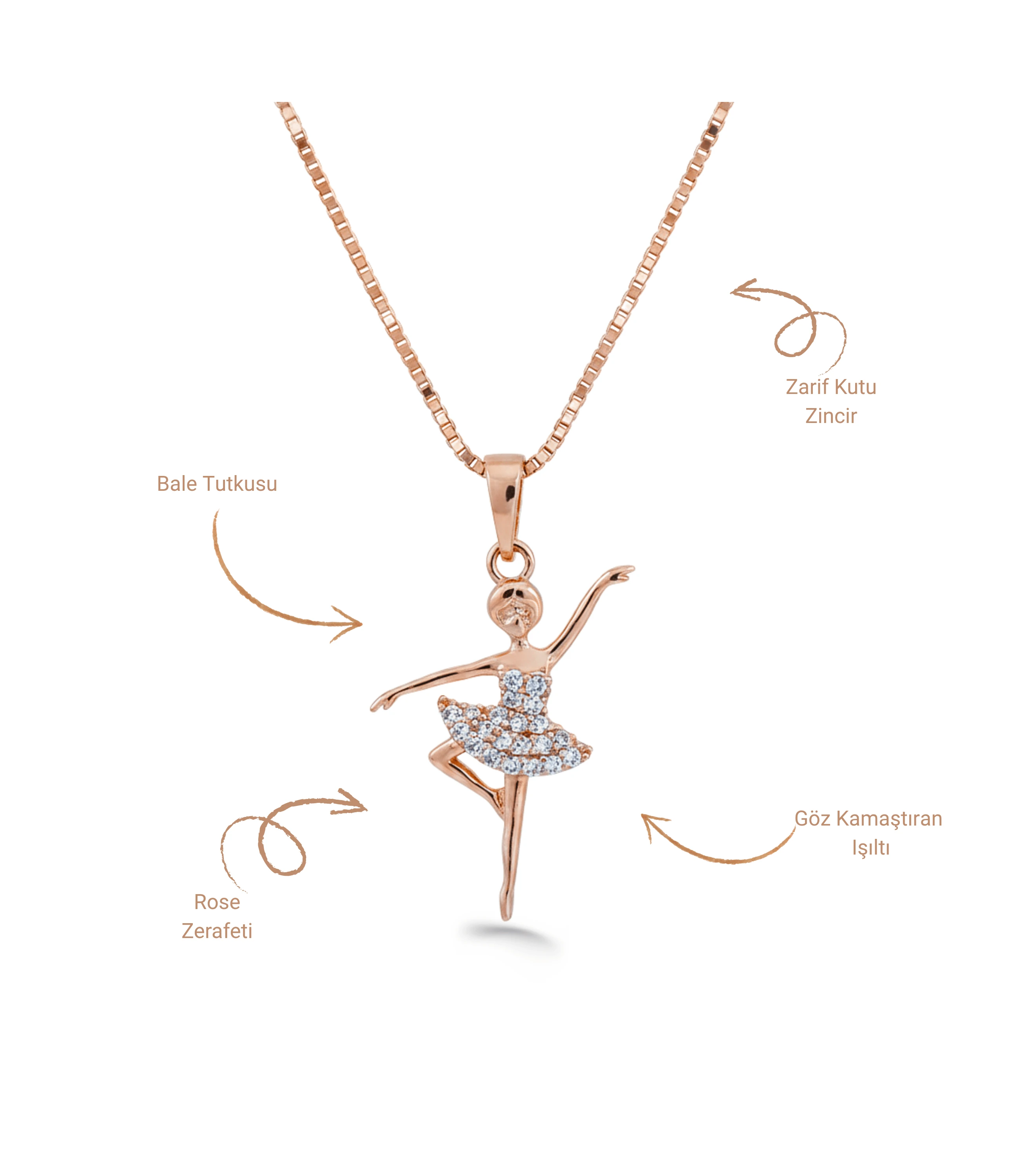 Balerin Kız Temalı Rose Altın Kaplama Vip Seri Kolye Xuping 43cm