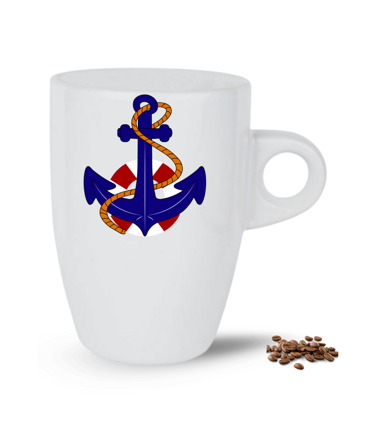 Denizci Temalı Çapa Baskılı Porselen Latte Kupa Bardak
