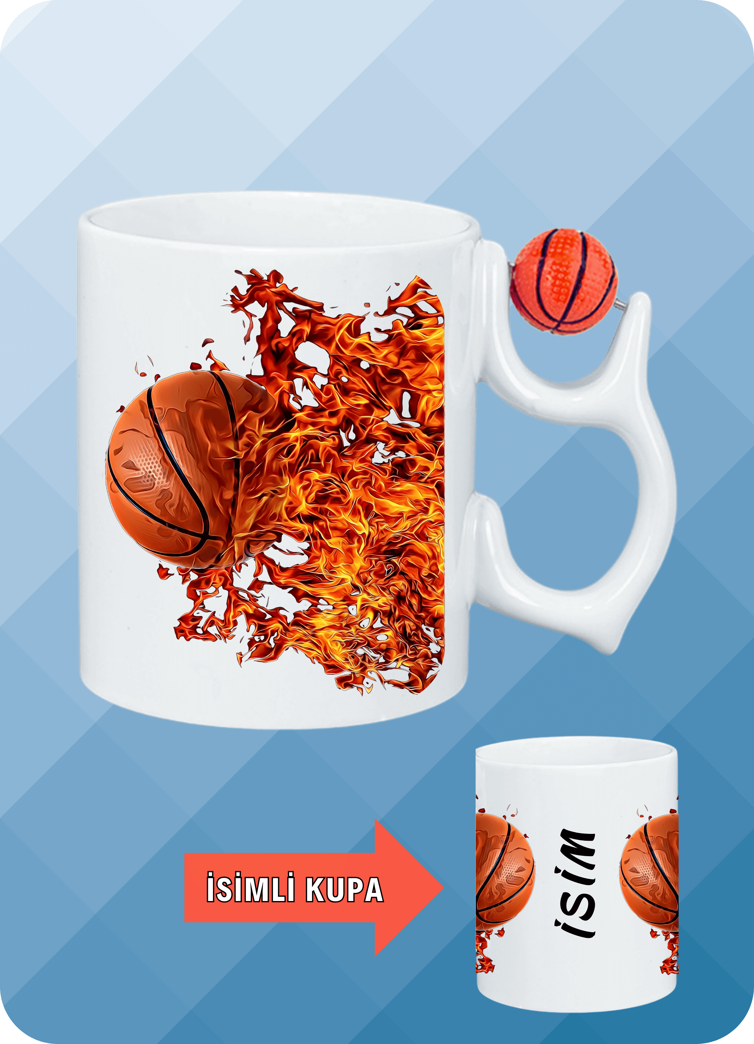 Basketbol Toplu Basket Sever Kupa Bardak Çay Kahve Fincanı-2