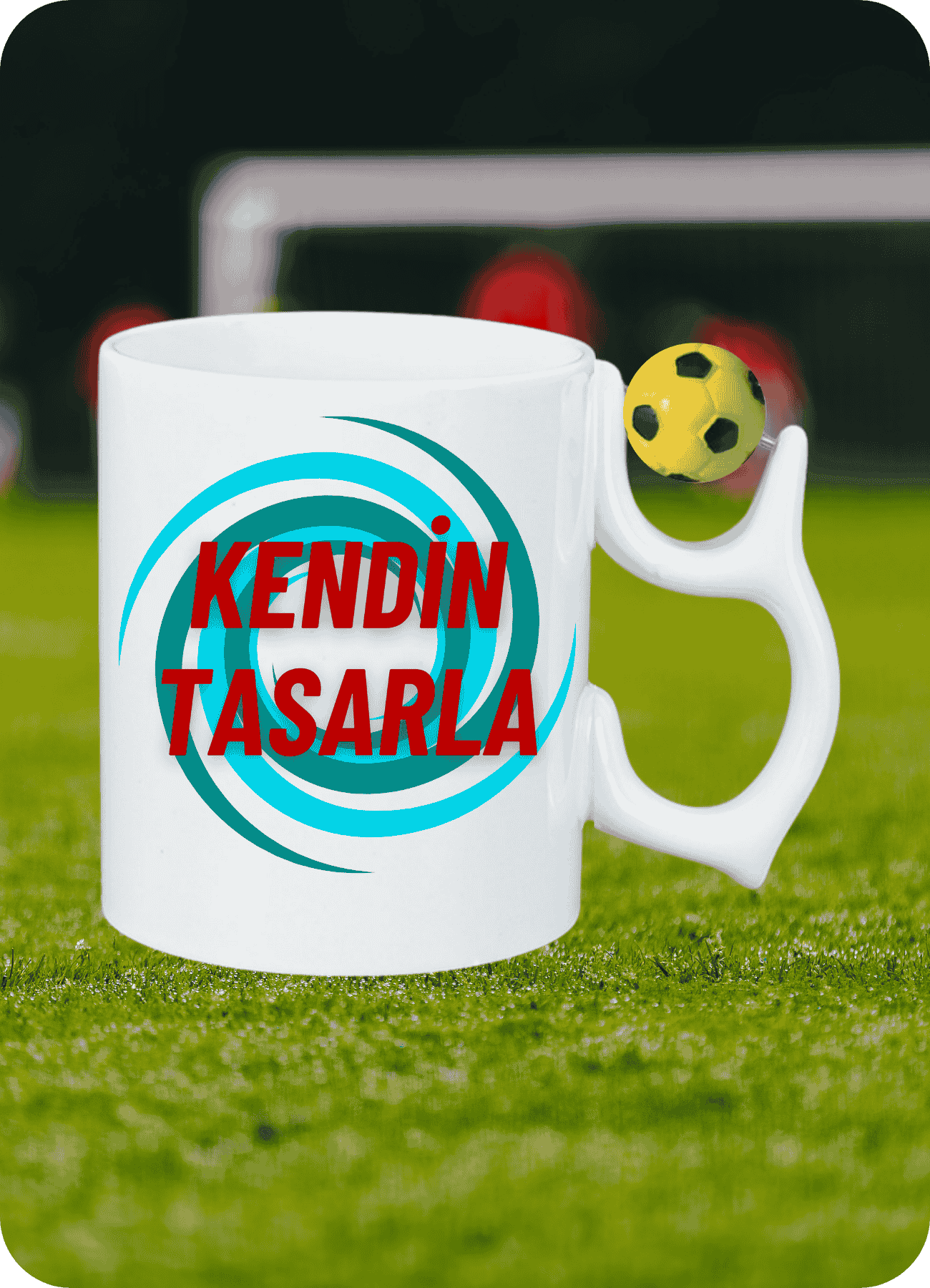 Sarı Lacivert Futbol Toplu Kişiye Özel İsimli Resimli Kupa Bardak Çay Kahve Fincanı