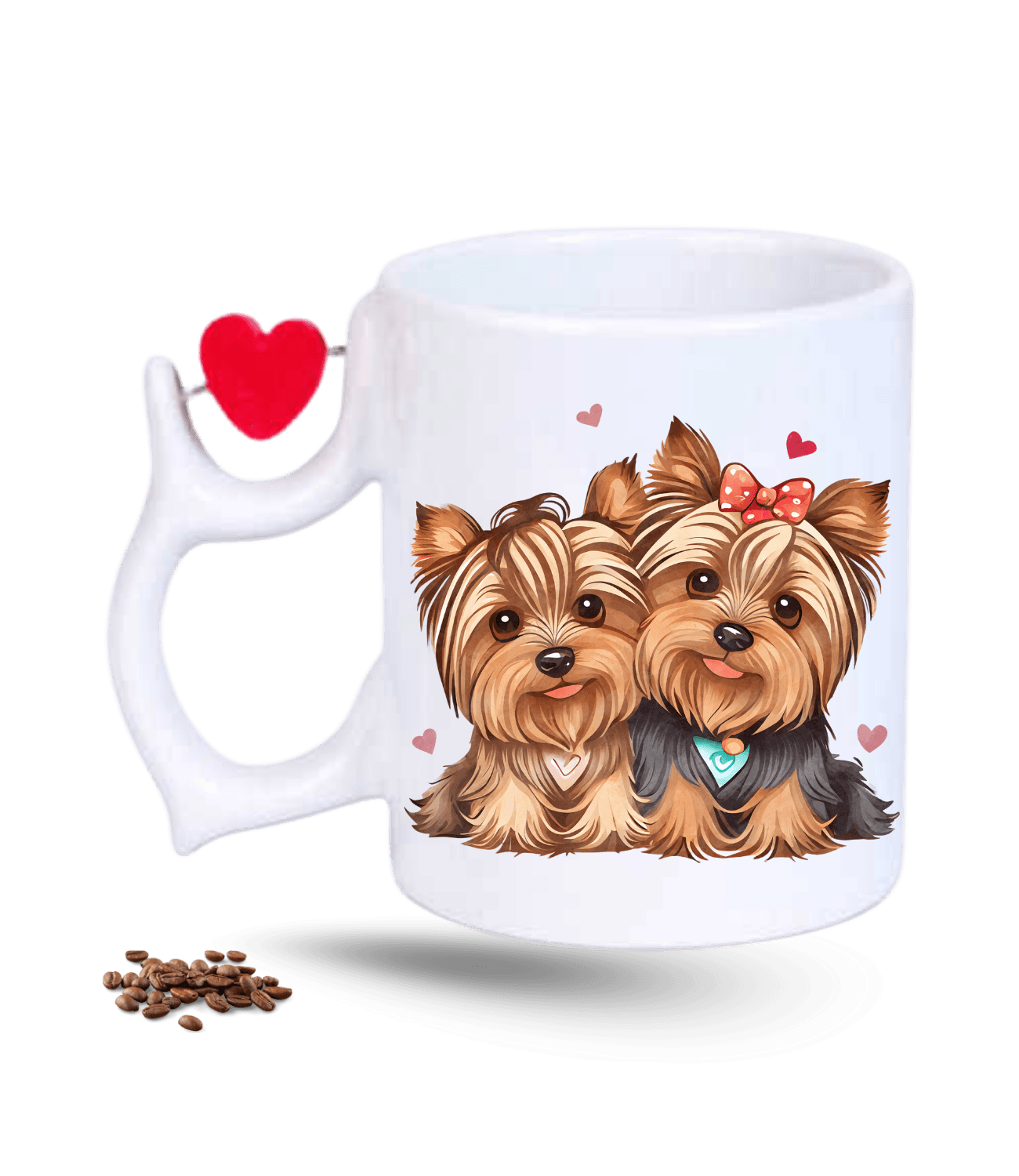 Terrier Cute Köpek Sever Kalpli Baskılı Porselen Dönen Kalp Figürlü Kupa Bardak