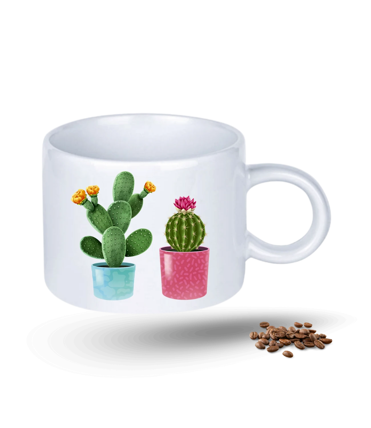 Sevgi Temalı Kaktüs Baskılı Porselen Motto Kupa Bardak