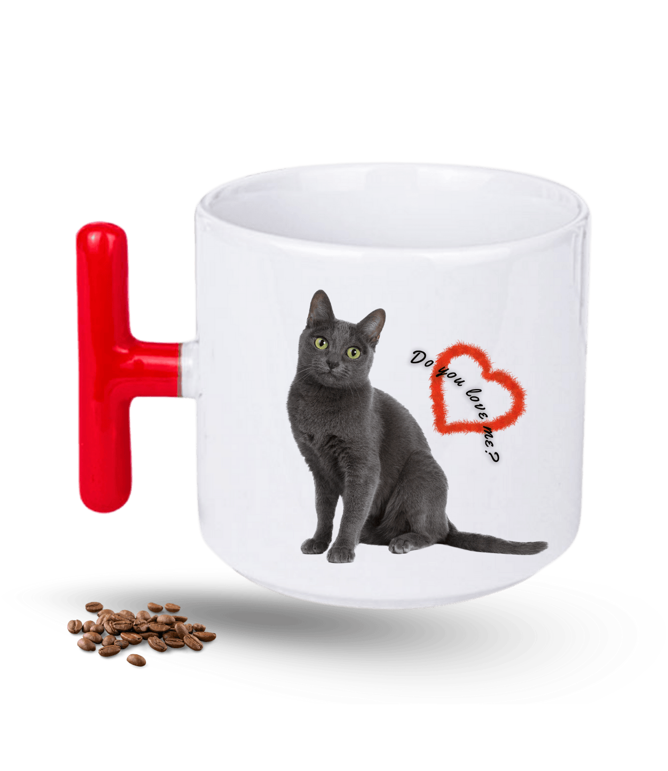 British Kedi Temalı Kedi Sever Baskılı T Saplı Porselen Kupa Bardak