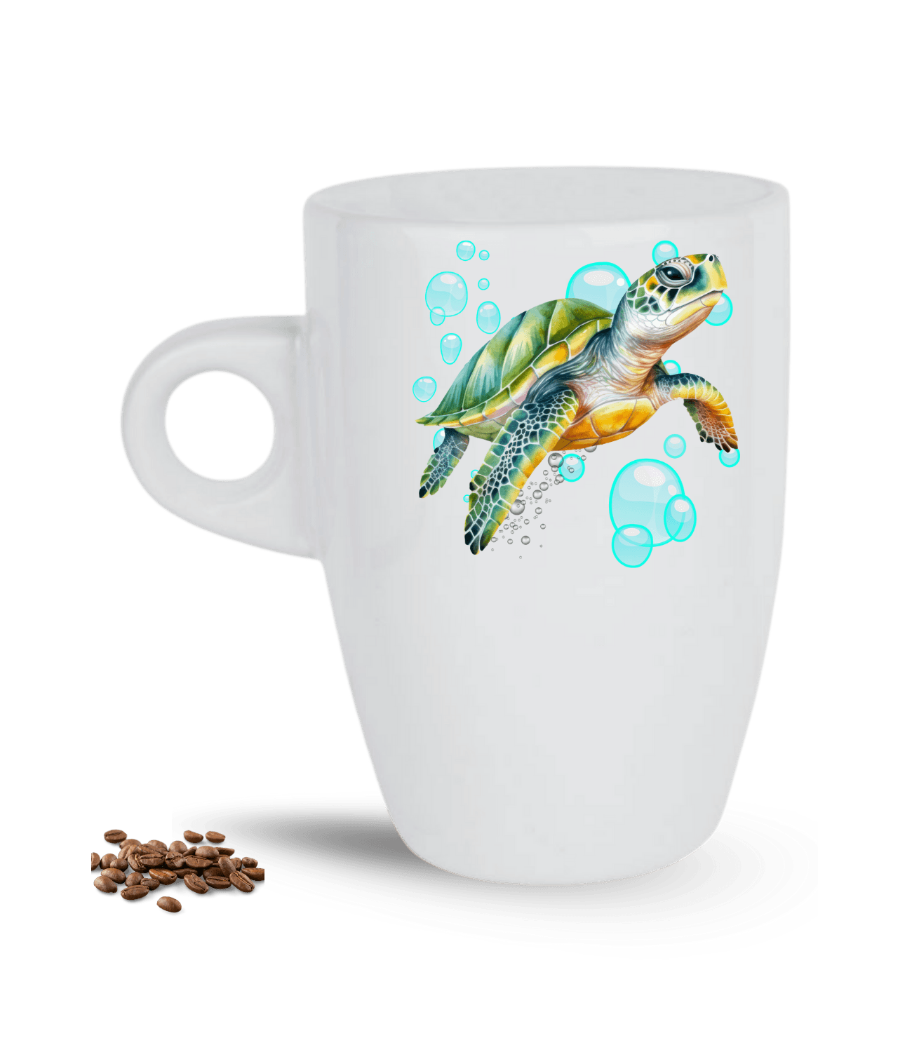 Caretta Su Kaplumbağa Baskılı Porselen Latte Kupa Bardak