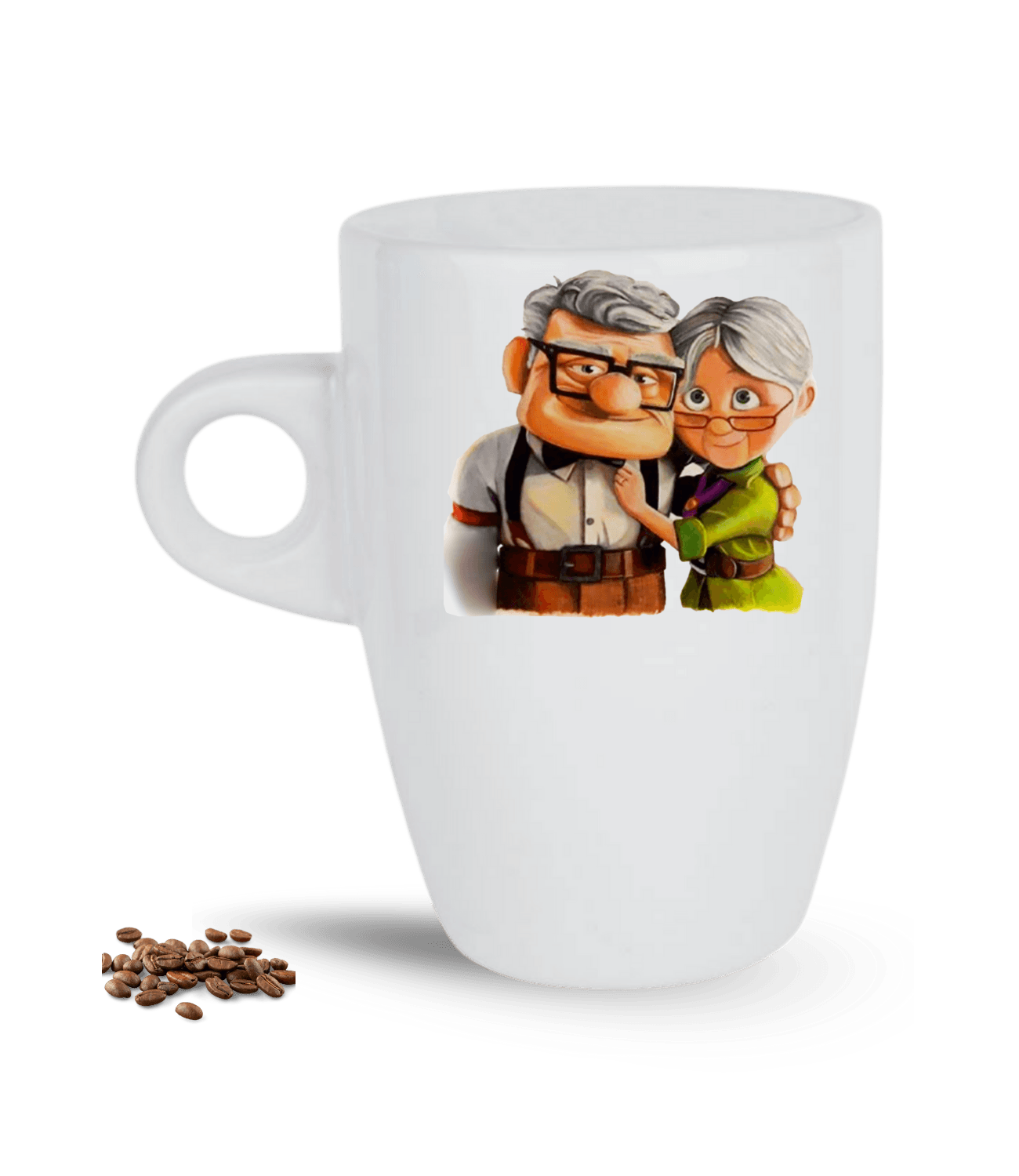 Yukarı Bak Yaşlı Çift Carl and Ellie Baskılı Porselen Latte Kupa Bardak