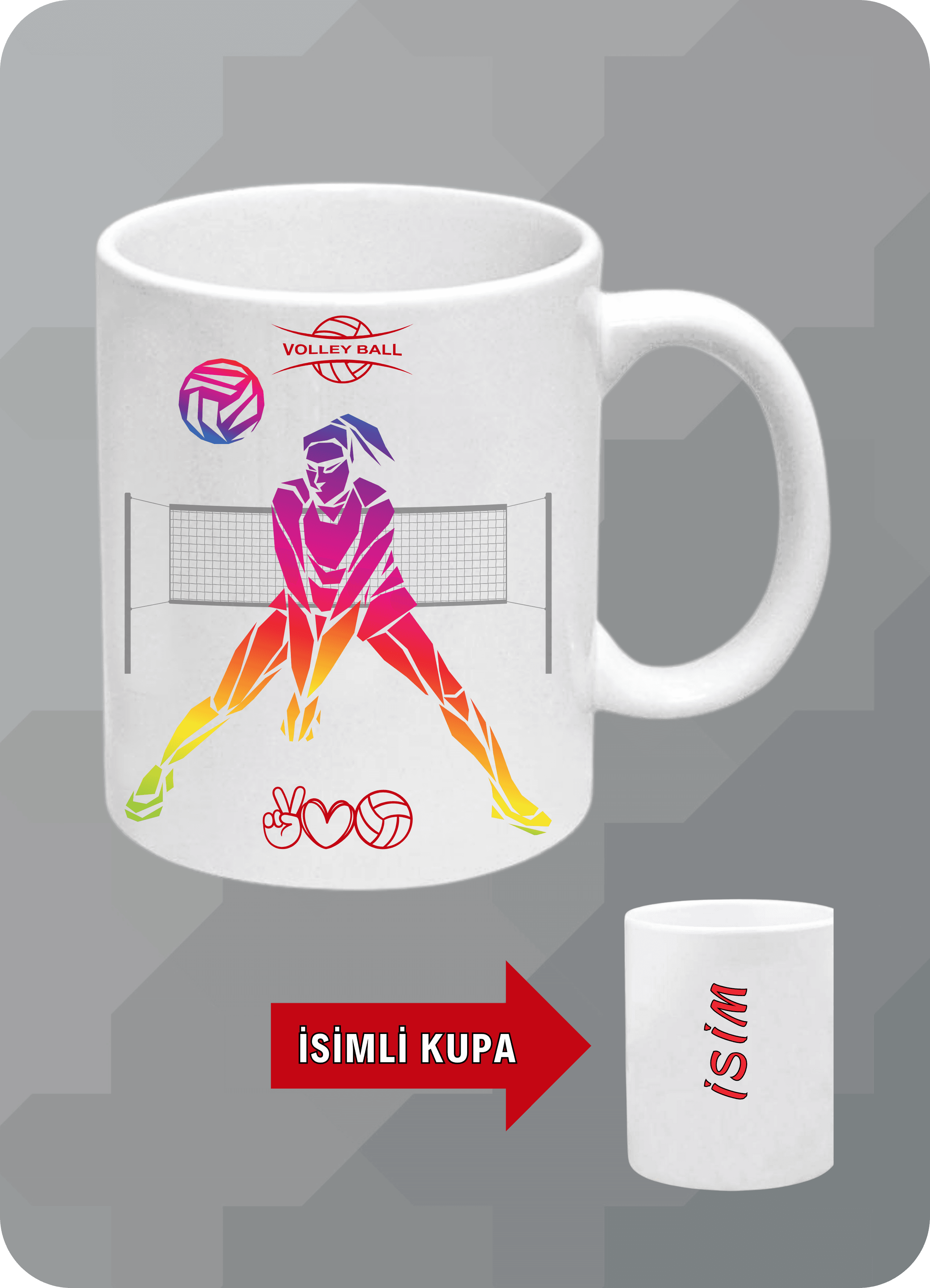 Voleybol Temalı Kadın Voleybolcu Kupa Bardak Çay Kahve Fincanı-3