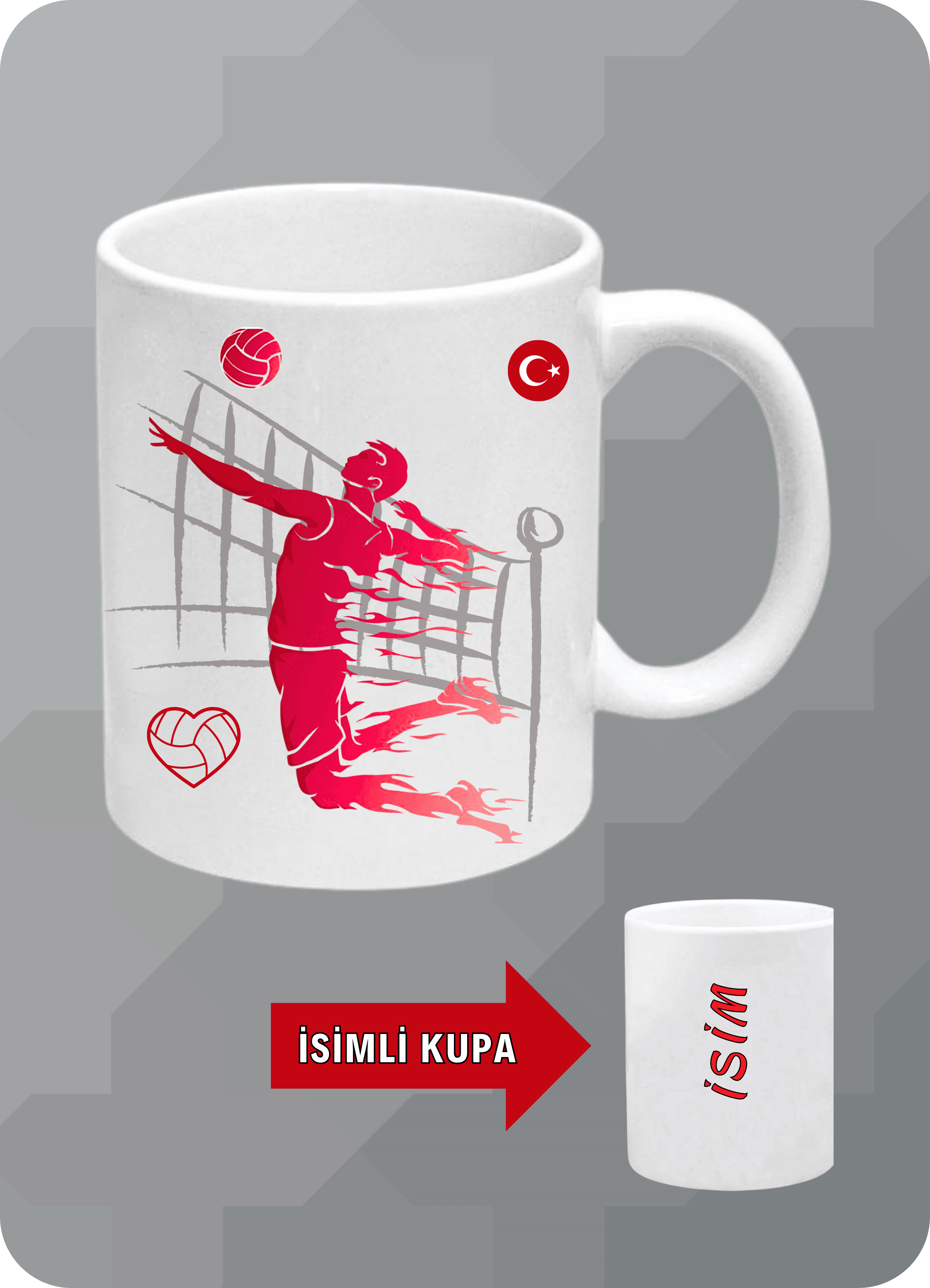 Voleybol Temalı Erkek Voleybolcu Kupa Bardak Çay Kahve Fincanı-2