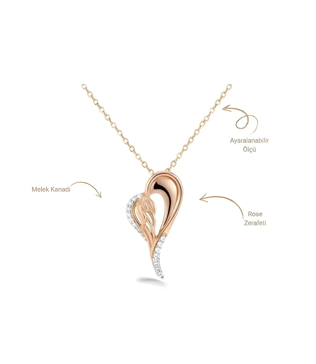 Melek Kanadı Kolye Minimal Detaylı Rose Altın Kaplama Vip Seri Kolye Xuping 40cm