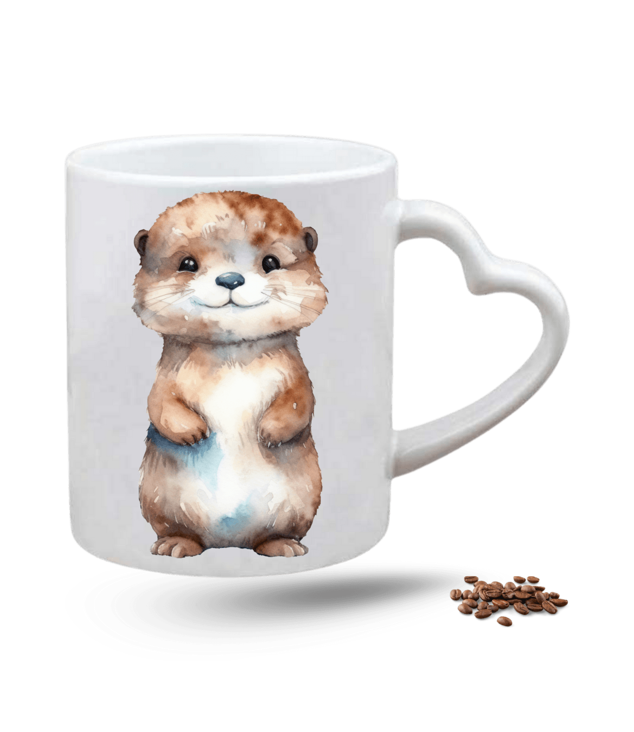 Sevimli Anime Su Samuru Cute Baskılı Porselen Kalp Kulp Kupa Bardak