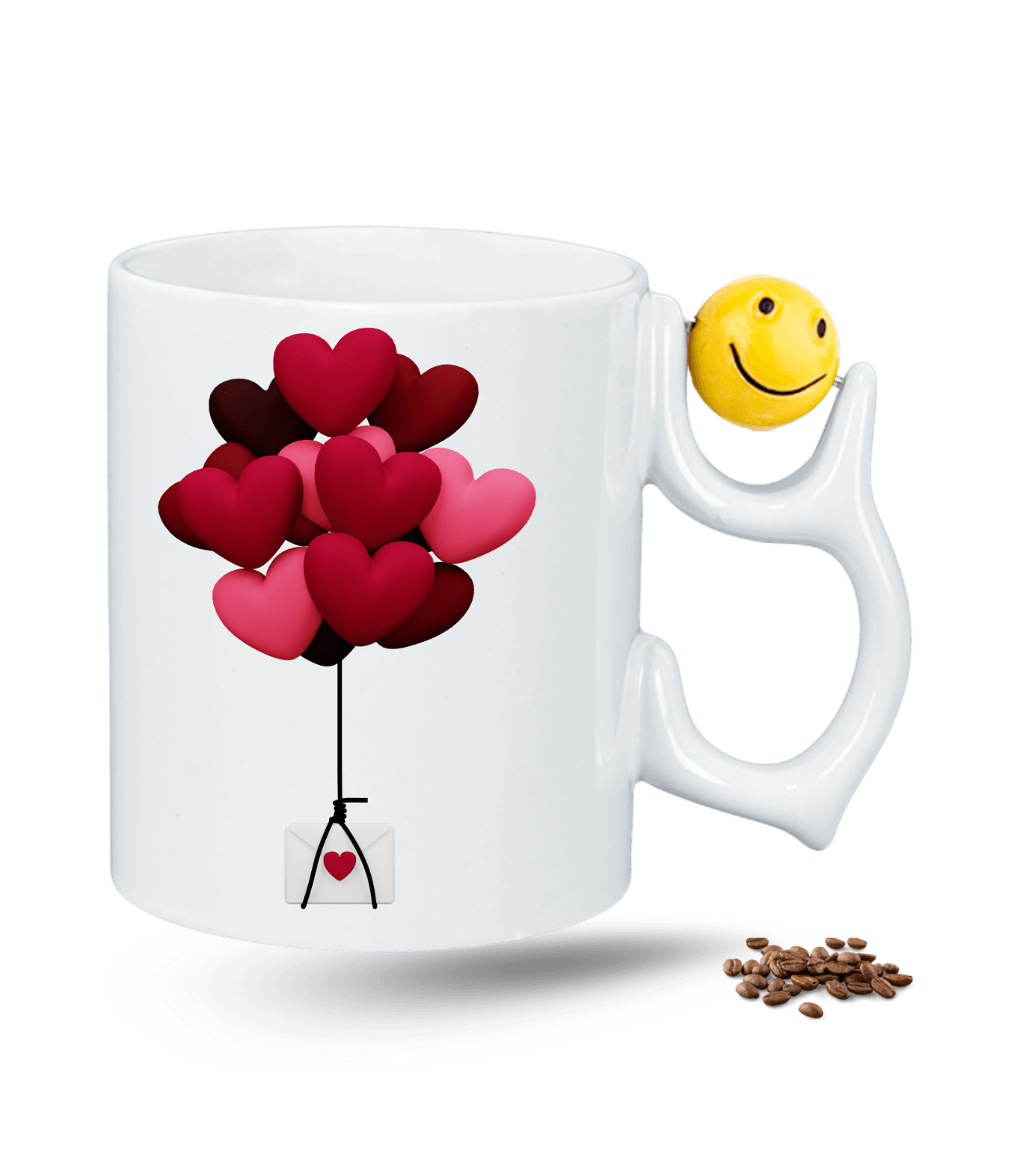Uçan Kalpler Baskılı Emoji Dönen Toplu Kupa Bardak Çay Kahve Fincanı
