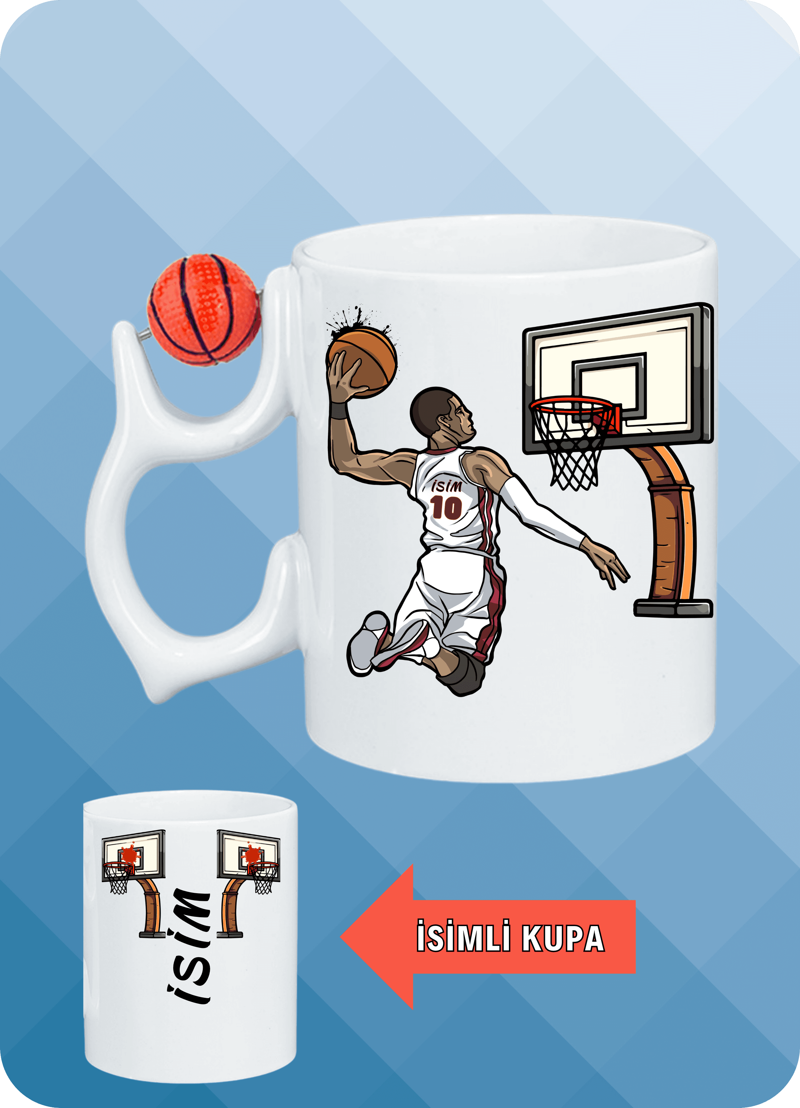 Basketbol Toplu Erkek Basketbolcu Basket Sever Kupa Bardak Çay Kahve Fincanı-2