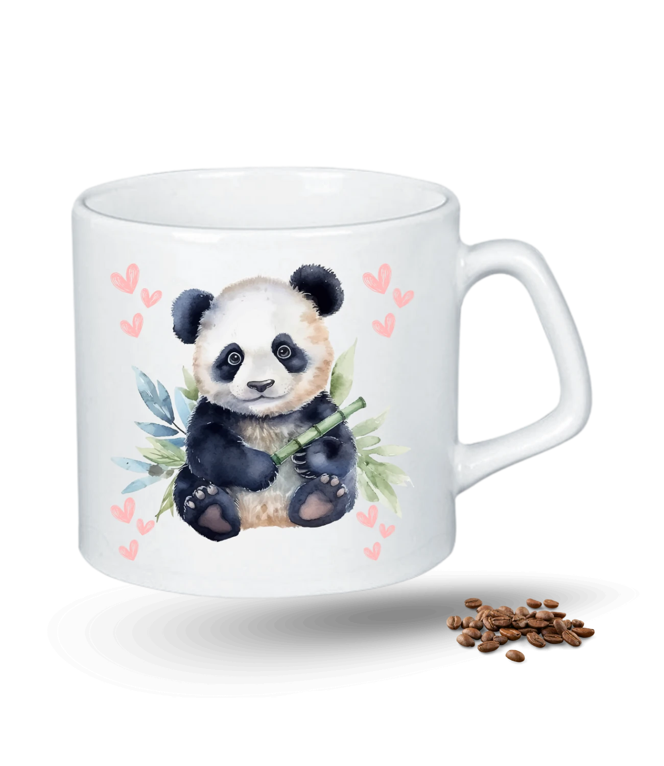 Sevimli Panda Baskılı Porselen Afilli Kupa Bardak