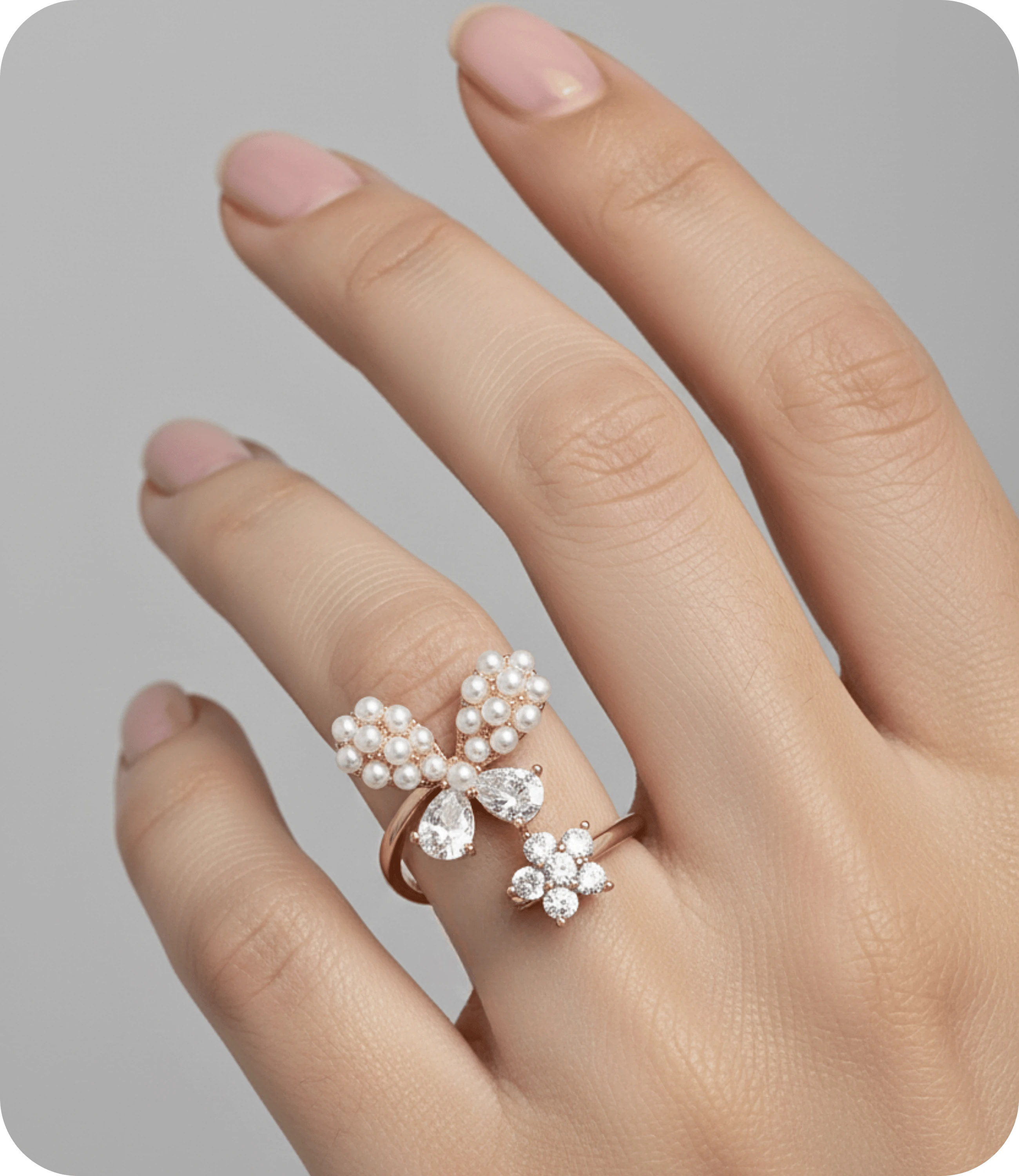 Çiçek Detaylı Rose Altın Kaplama Ayarlanabilir Sarmal Yüzük Xuping