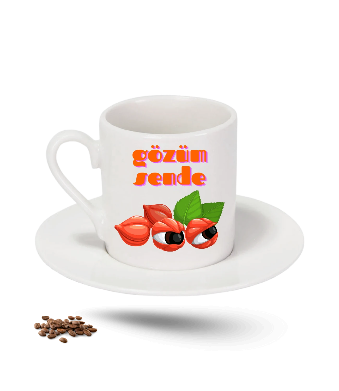 Gözüm Sende Baskılı Porselen Türk Kahvesi Fincanı Tekli