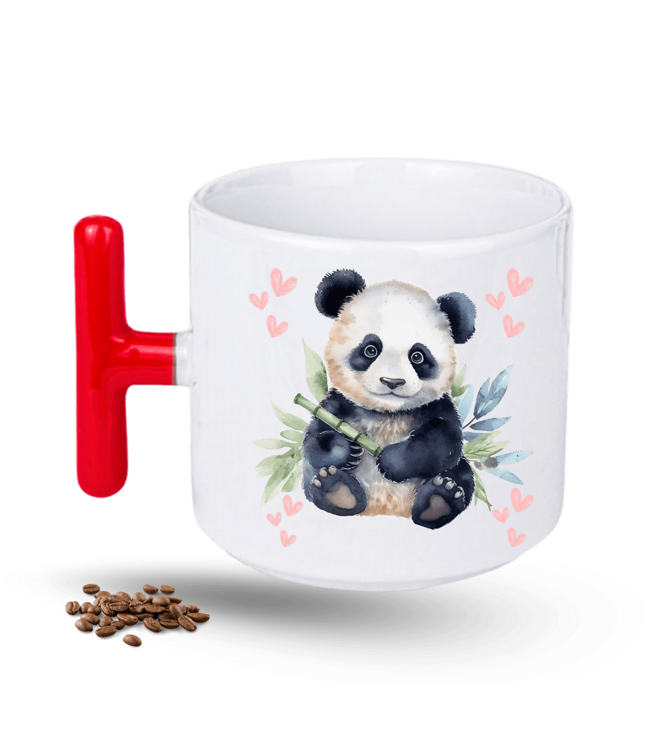 Sevimli Panda Baskılı T Saplı Porselen Kupa Bardak
