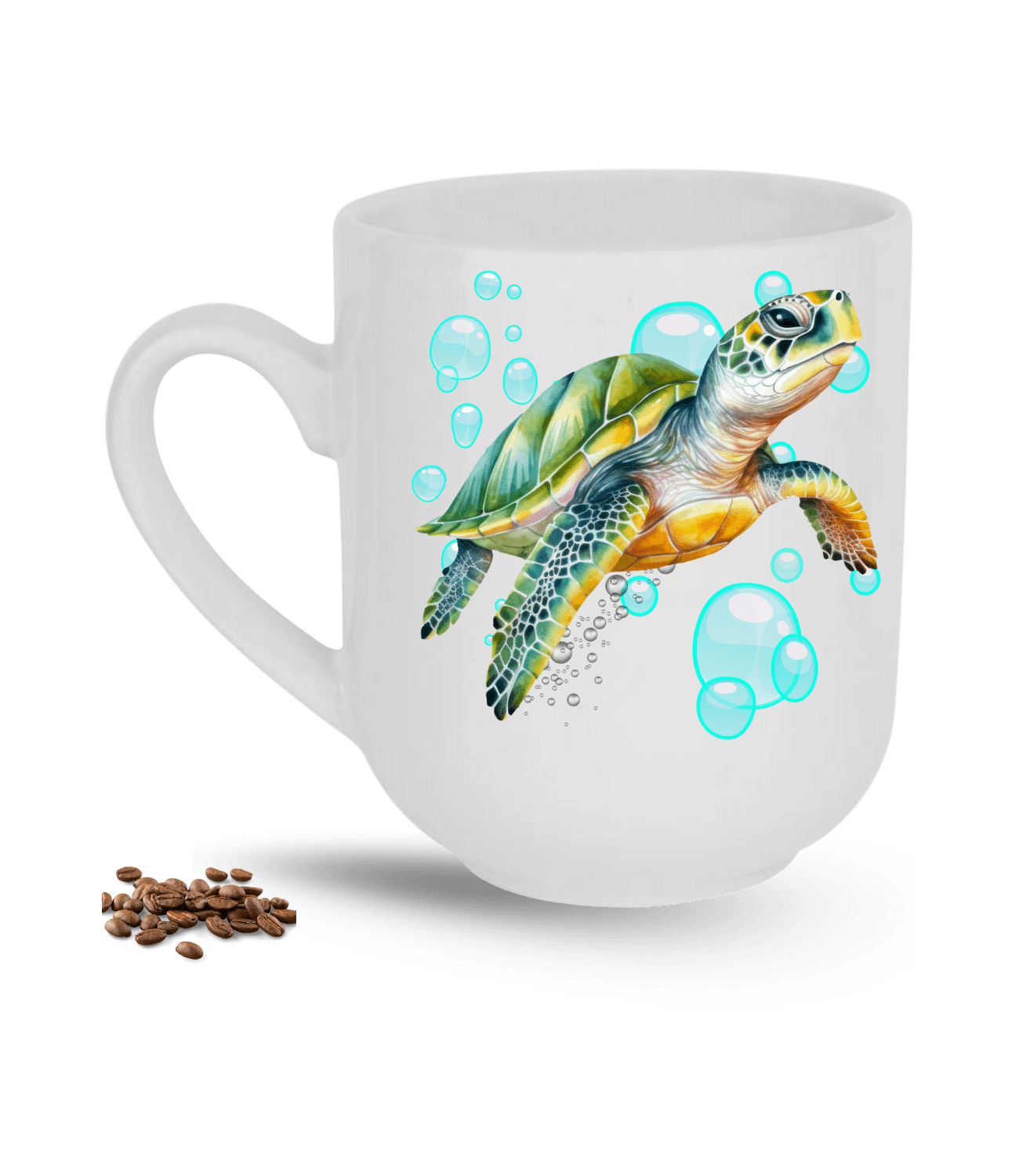 Caretta Su Kaplumbağa Baskılı Elit Lüx Porselen Kupa Bardak