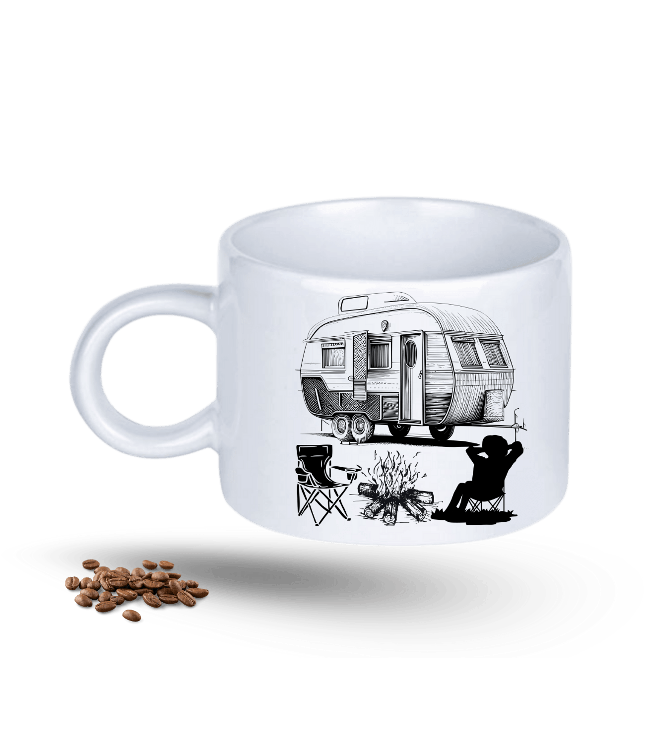 Camping Temalı Karavan Baskılı Porselen Motto Kupa Bardak