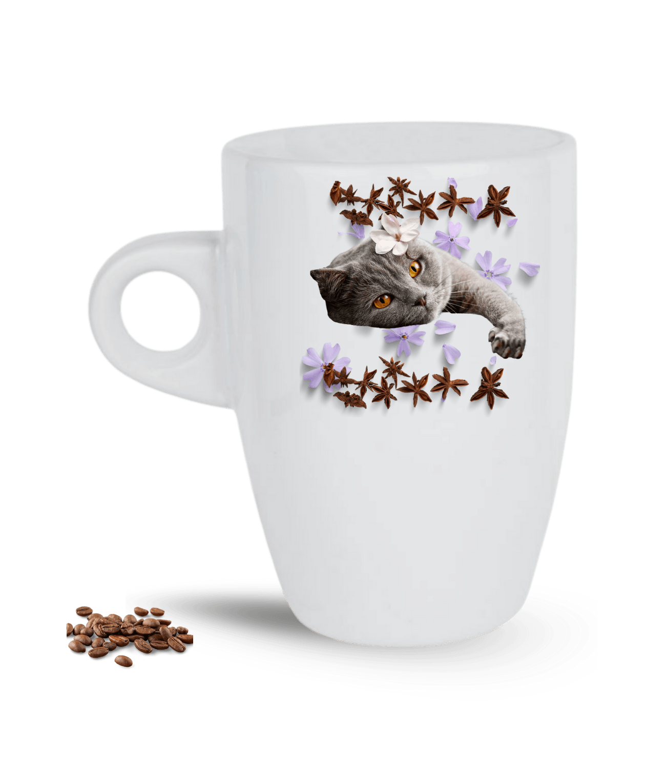 Sevimli Kedi Temalı Kedi Sever Baskılı Porselen Latte Kupa Bardak