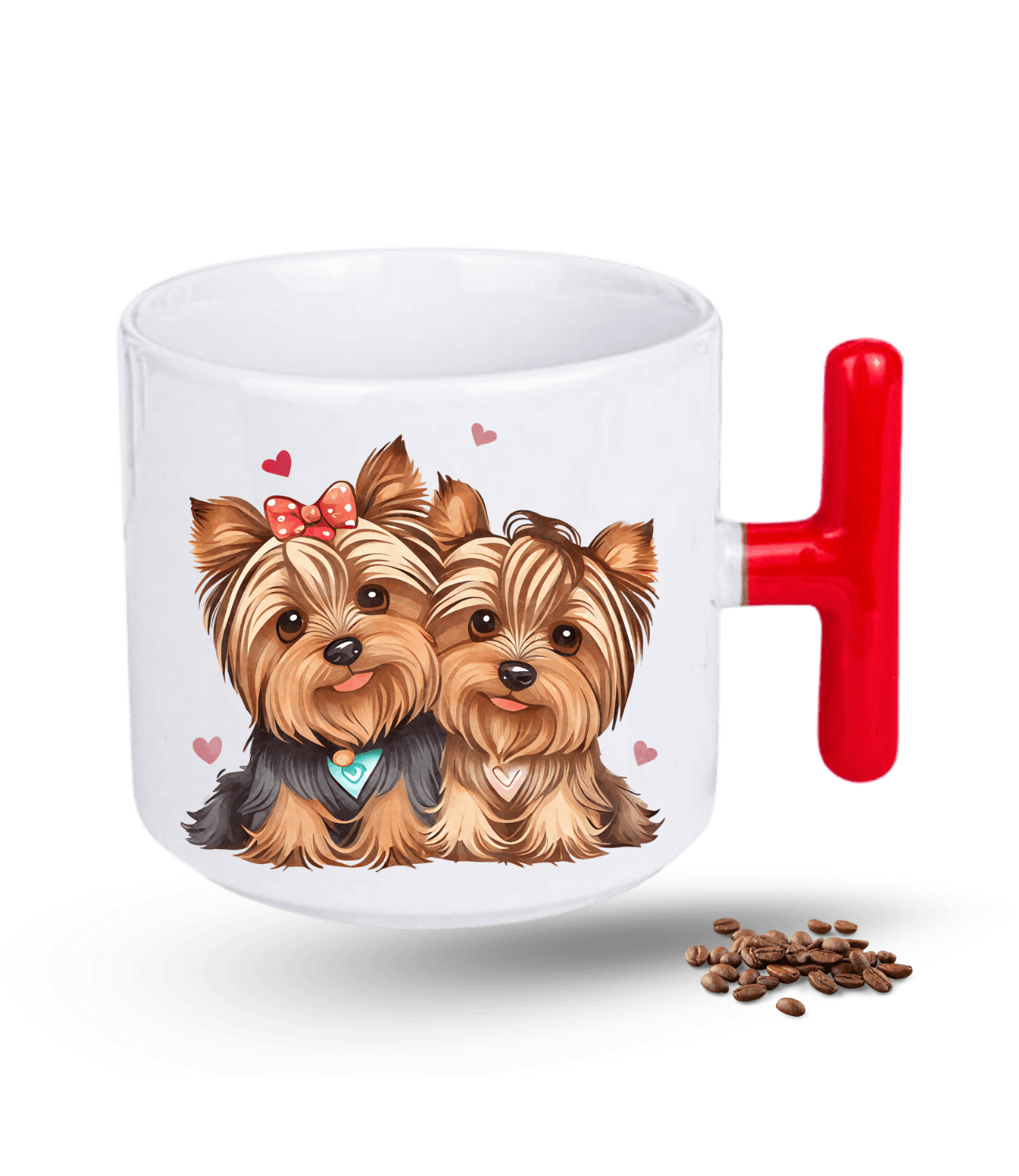 Terrier Cute Köpek Sever Kalpli Baskılı T Saplı Porselen Kupa Bardak