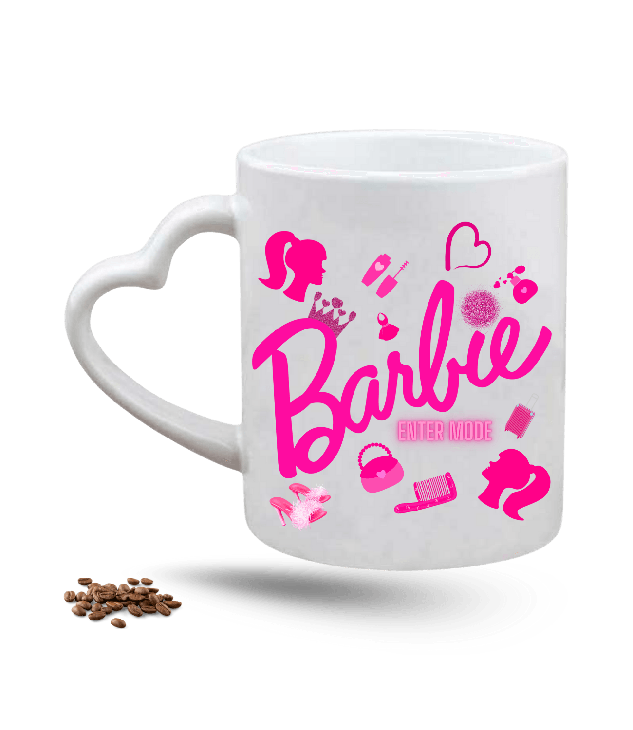 Enter Mode Barbies Baskılı Porselen Kalp Kulp Kupa Bardak