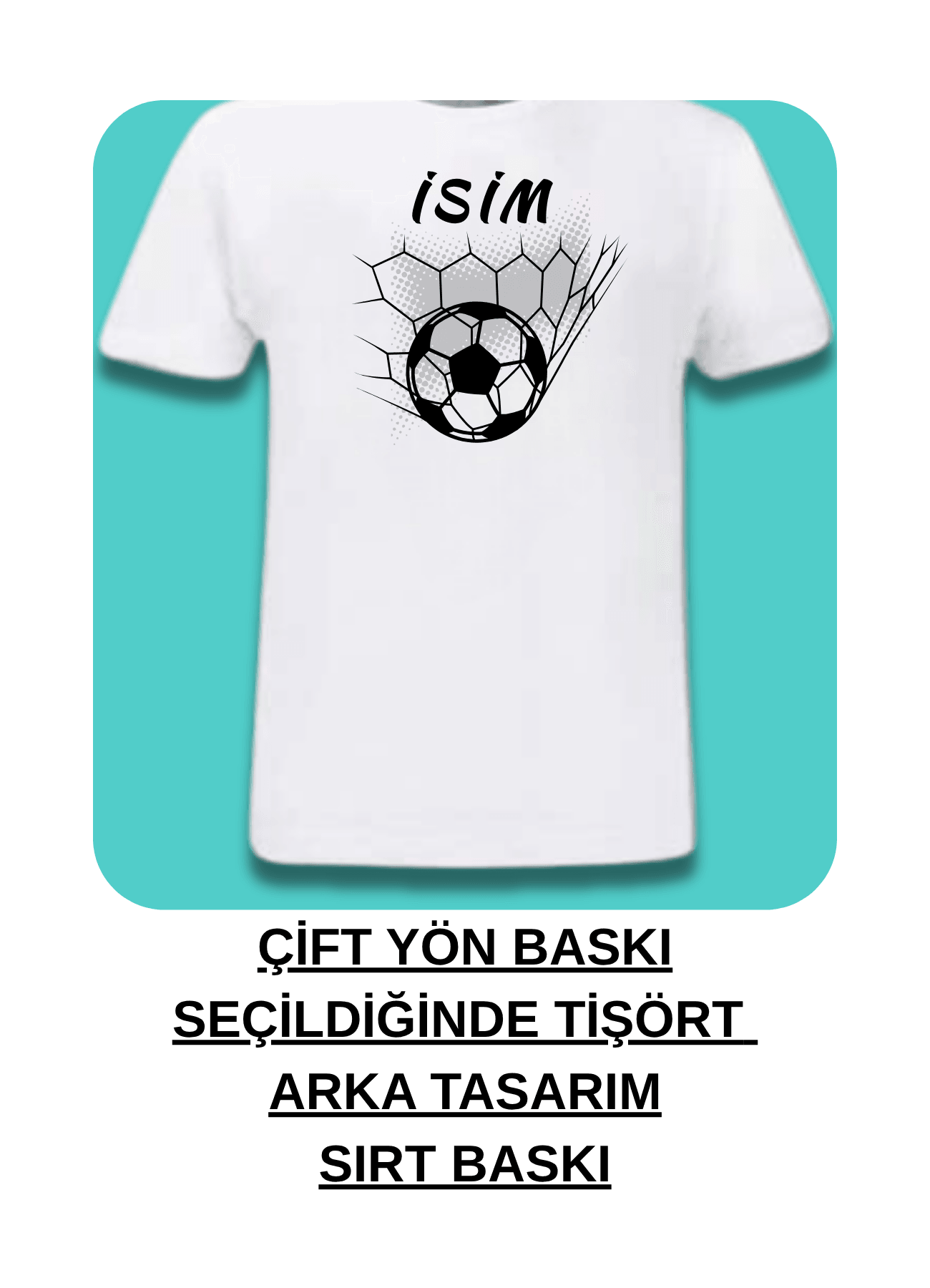 Futbol Temalı İsimli Bordo Mavili Formalı Futbolcu Baskılı Tişört