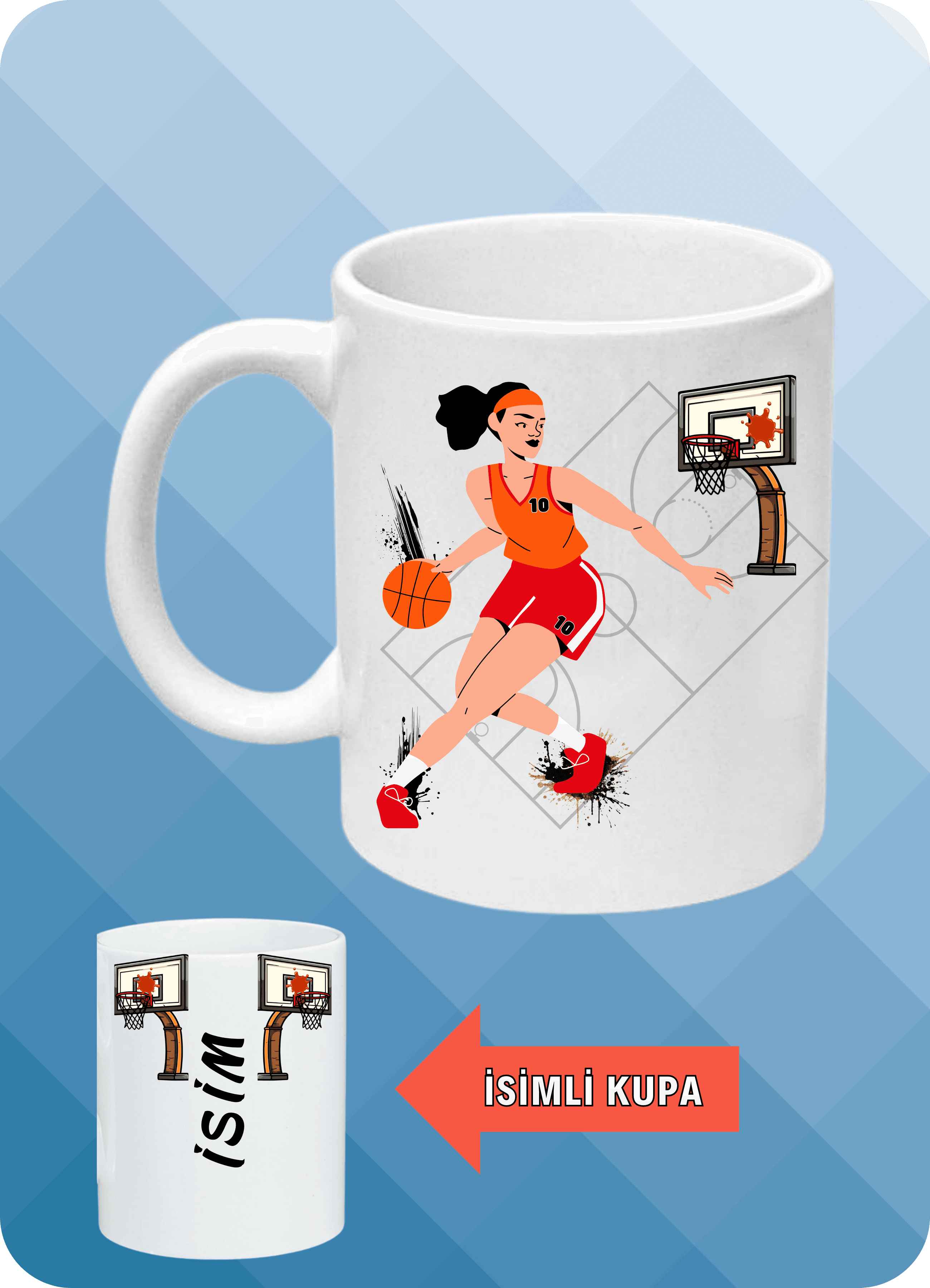 Basketbol Temalı Kadın Basketbolcu Baskılı Basket Sever Kupa Bardak Çay Kahve Fincanı-3