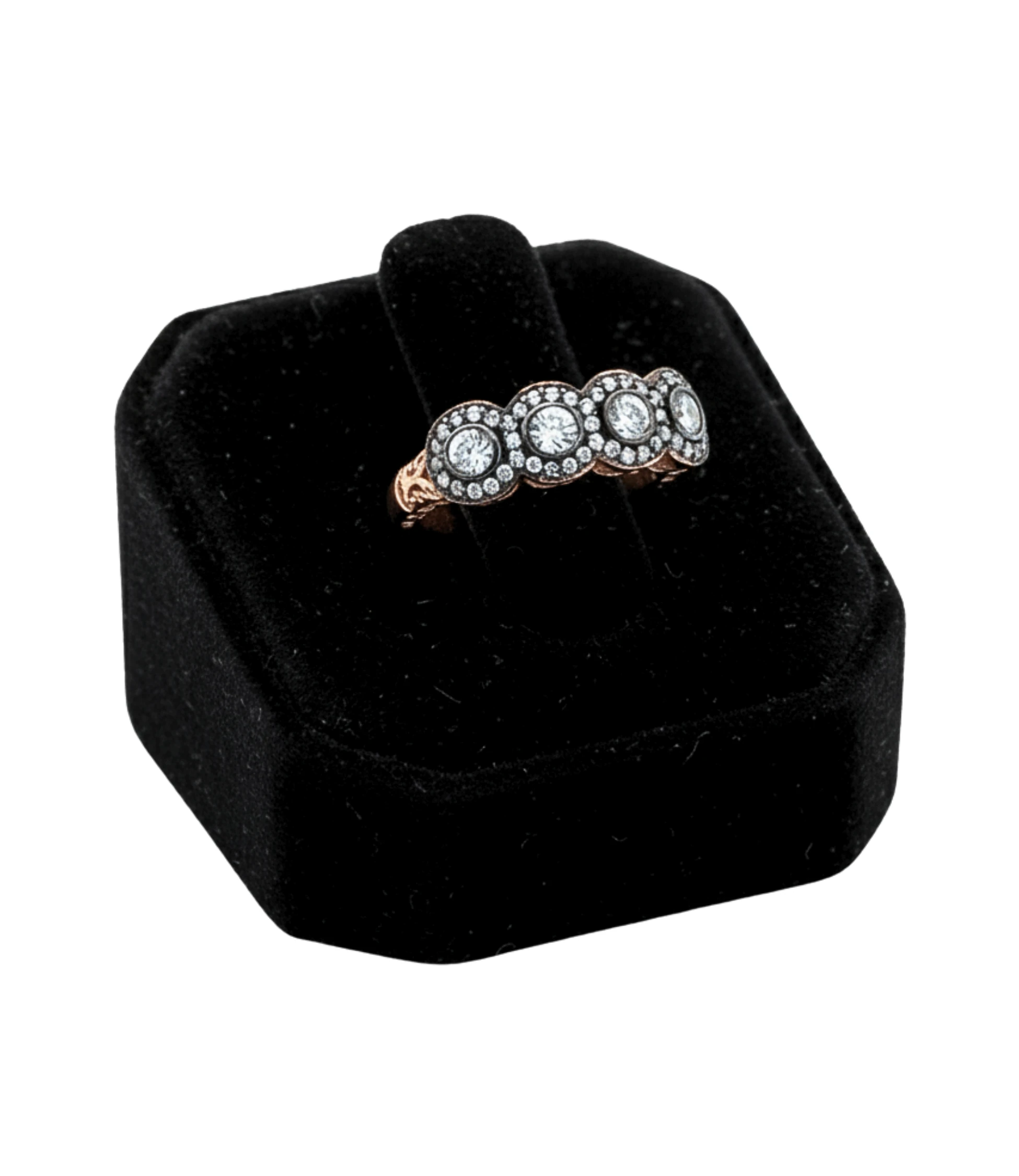 Elmas Montür Dört Taş 925 Ayar Gümüş Yüzük Rose Gold