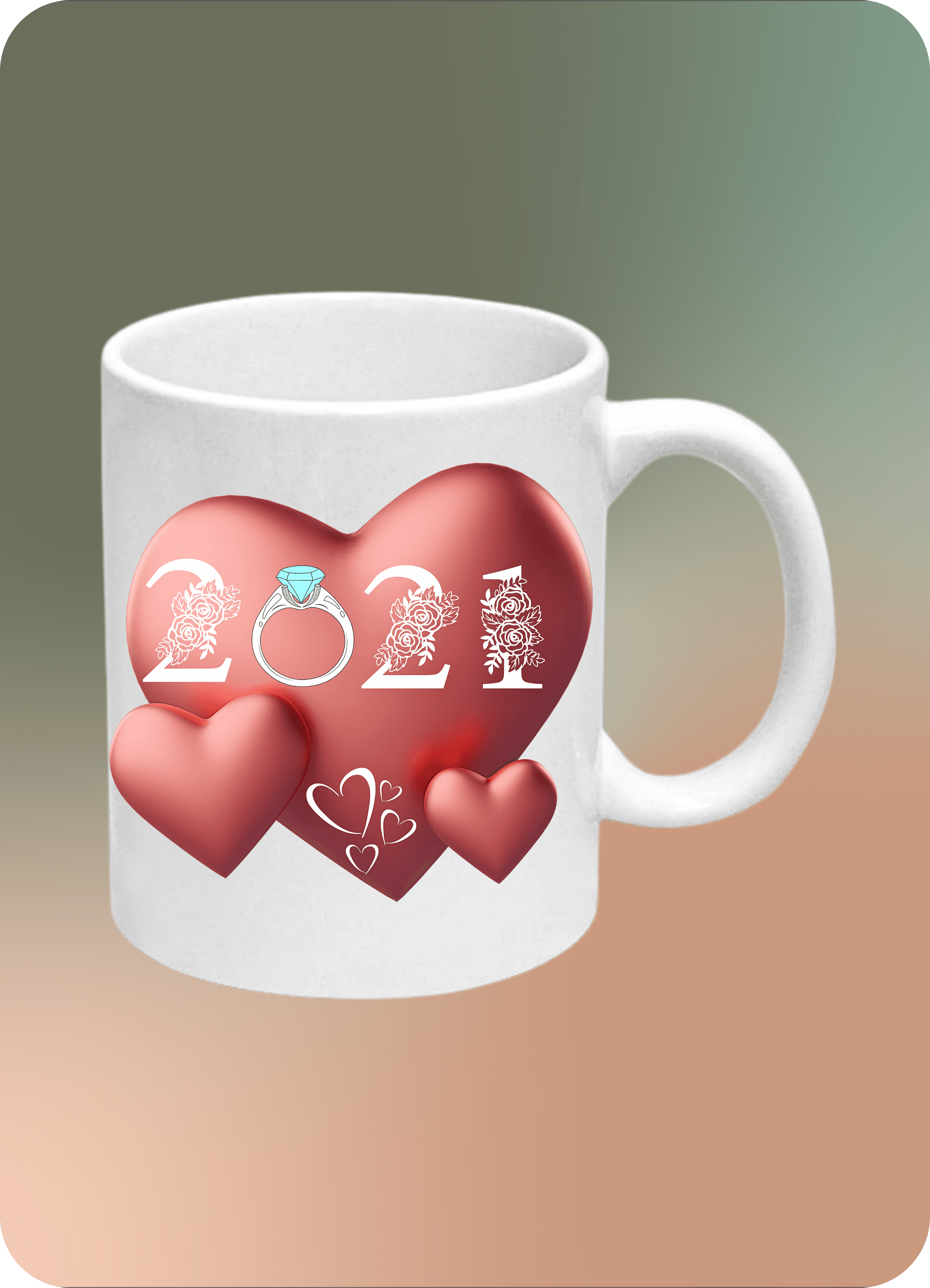 Yıldönümü 2021 Yılı Romantik Baskılı Kupa Bardak Çay Kahve Fincanı