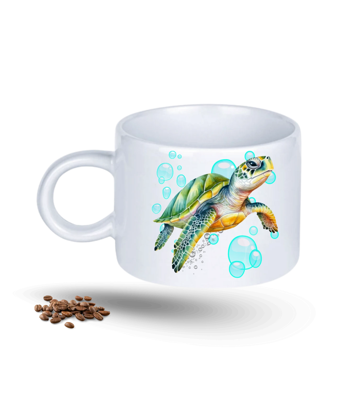 Caretta Su Kaplumbağa Baskılı Porselen Motto Kupa Bardak