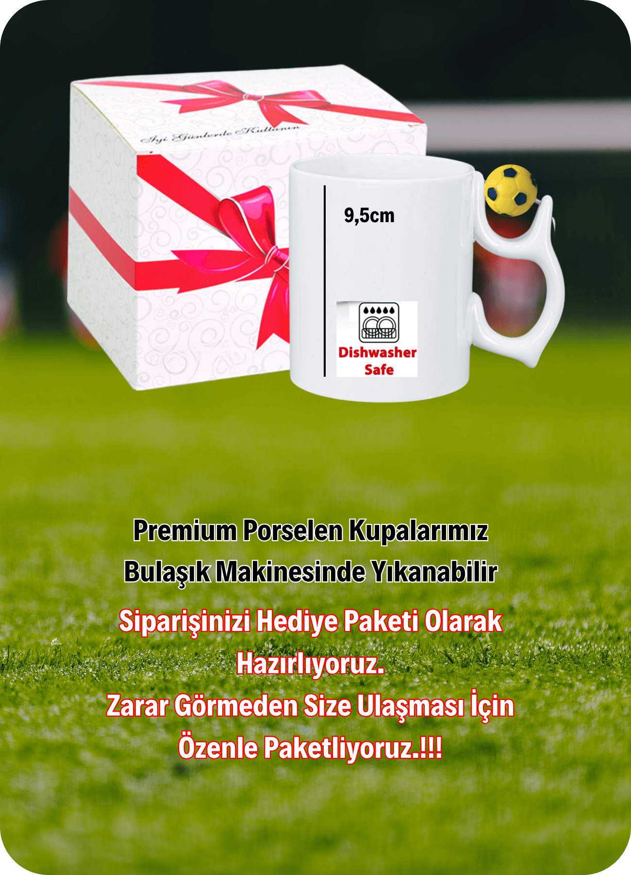 Sarı Lacivert Futbol Toplu Kişiye Özel İsimli Resimli Kupa Bardak Çay Kahve Fincanı