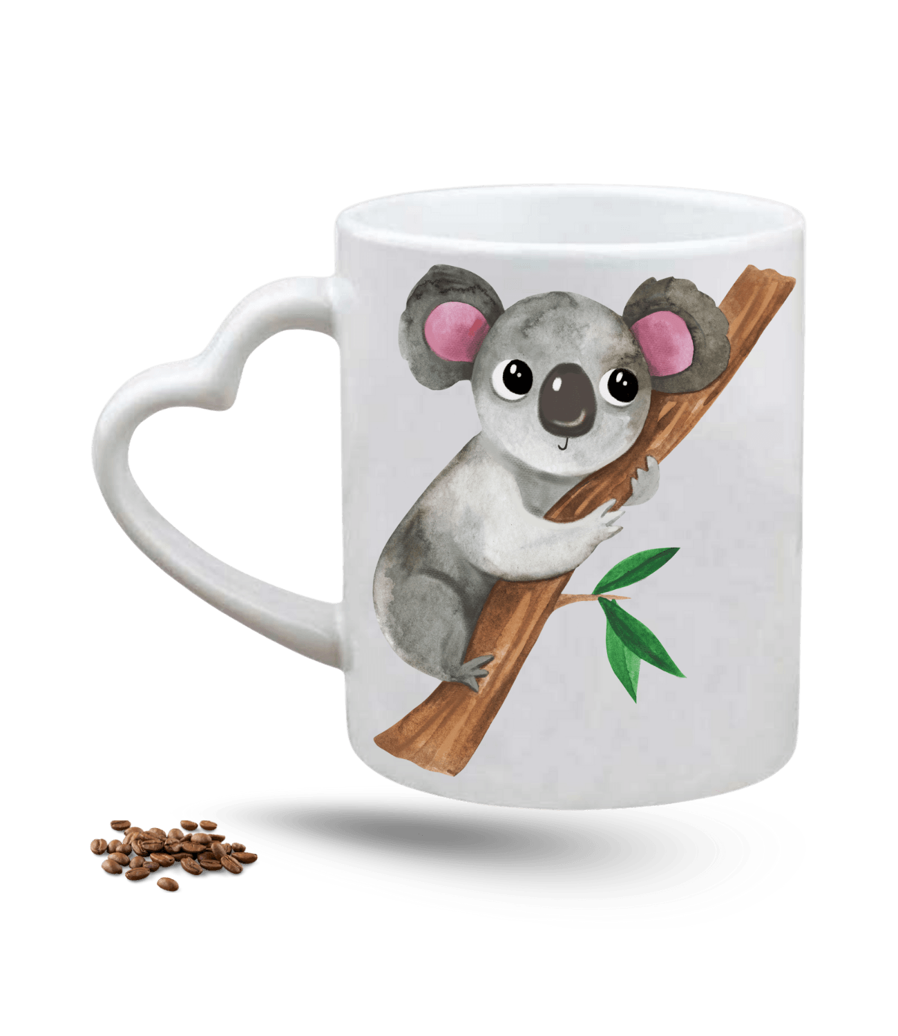 Sevimli Koala Baskılı Porselen Kalp Kulp Kupa Bardak