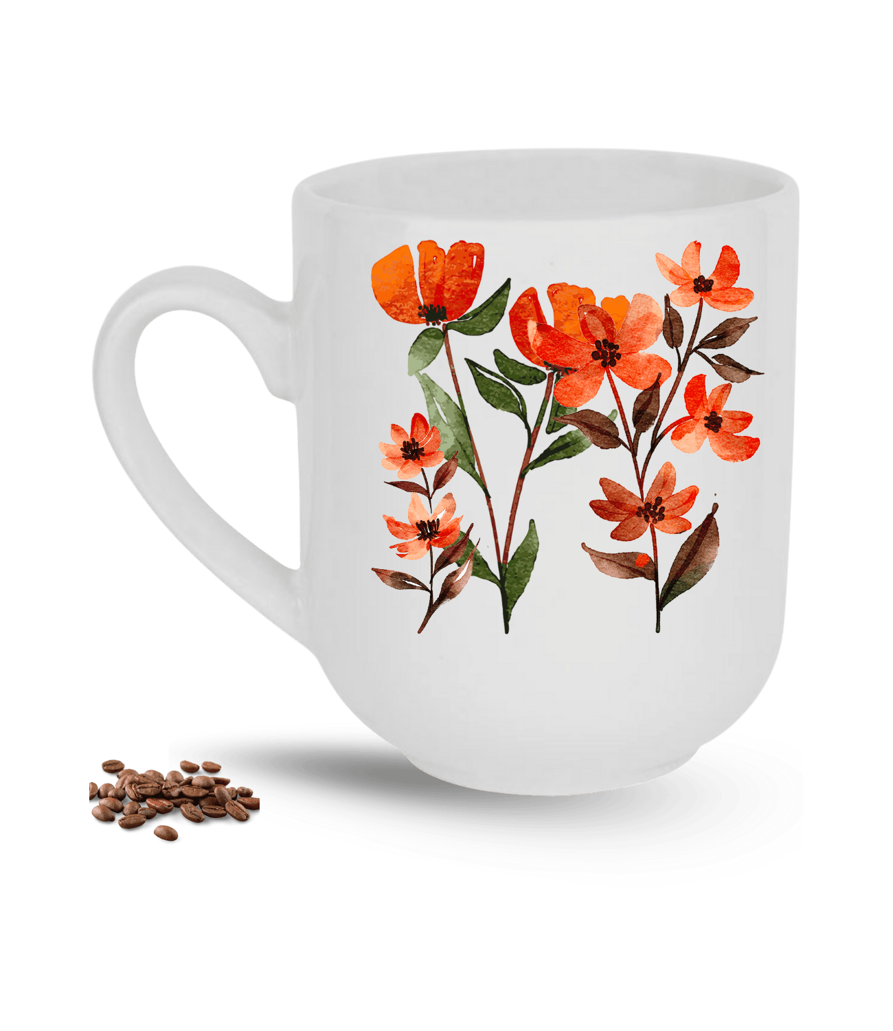 Sevgi Temalı Çiçekler Baskılı Elit Lüx Porselen Kupa Bardak