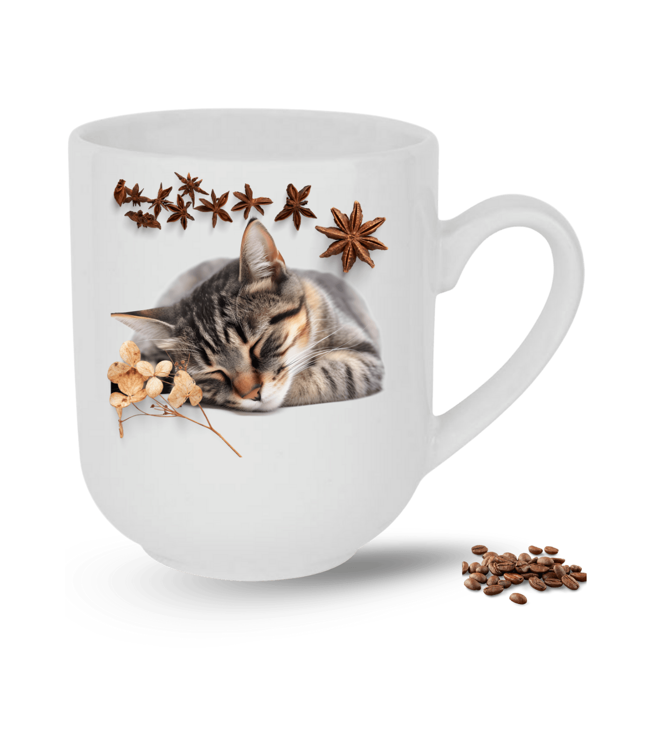Uykucu Kedi Temalı Kedi Sever Baskılı Elit Lüx Porselen Kupa Bardak