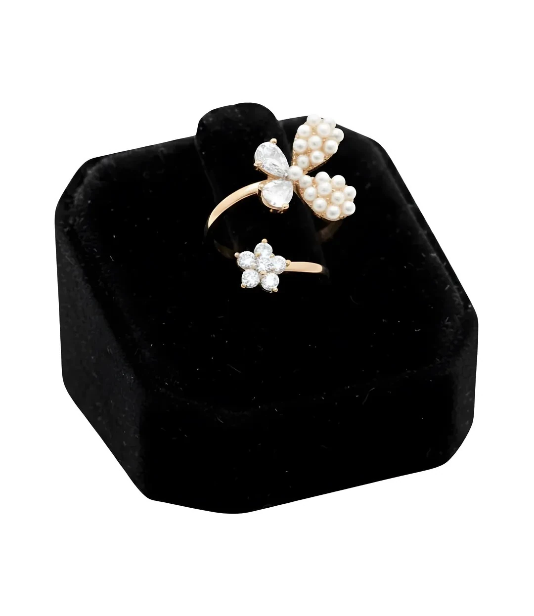 Çiçek Detaylı Rose Altın Kaplama Ayarlanabilir Sarmal Yüzük Xuping