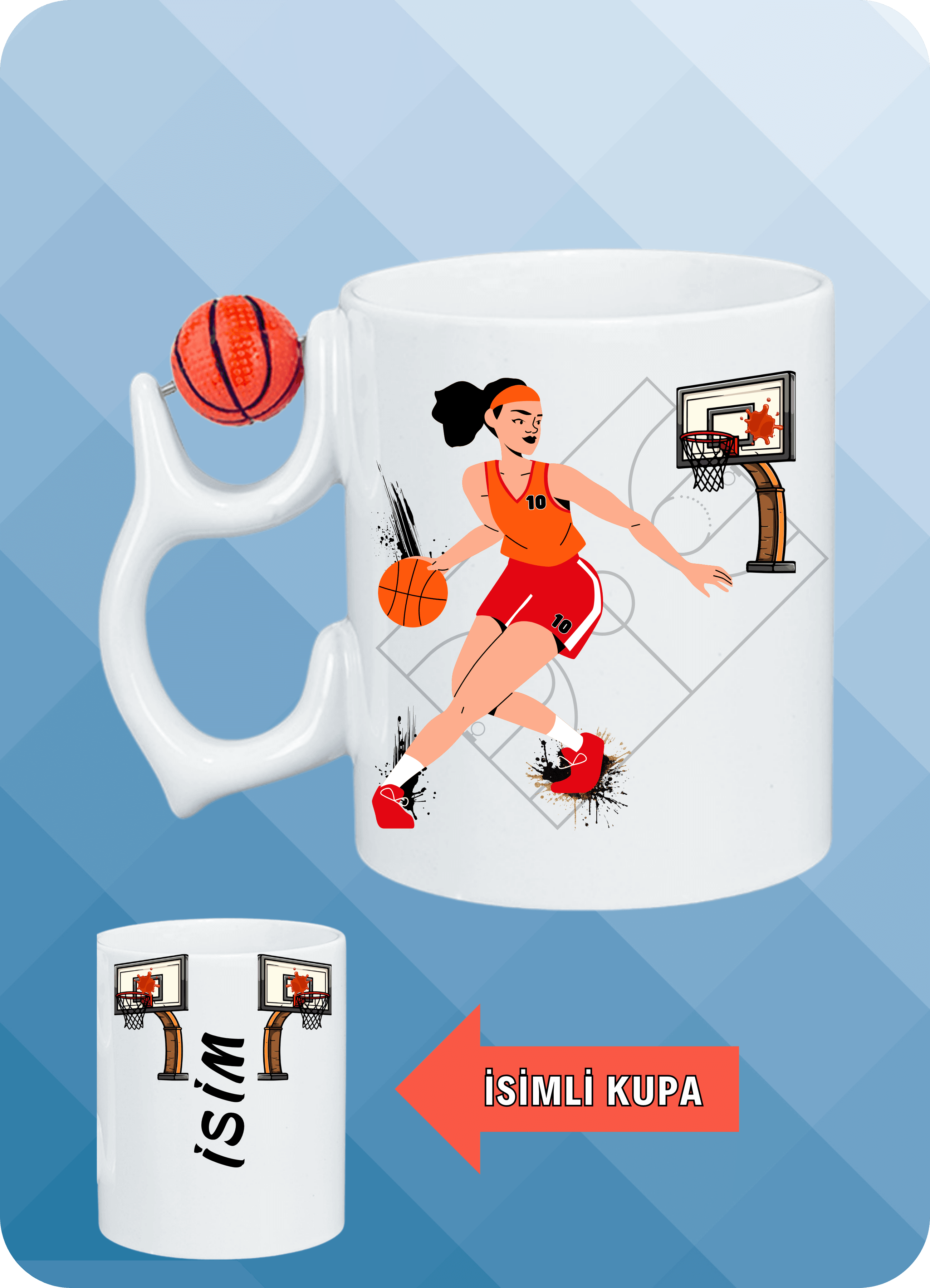 Basketbol Toplu Kadın Basketbolcu Basket Sever Kupa Bardak Çay Kahve Fincanı-3