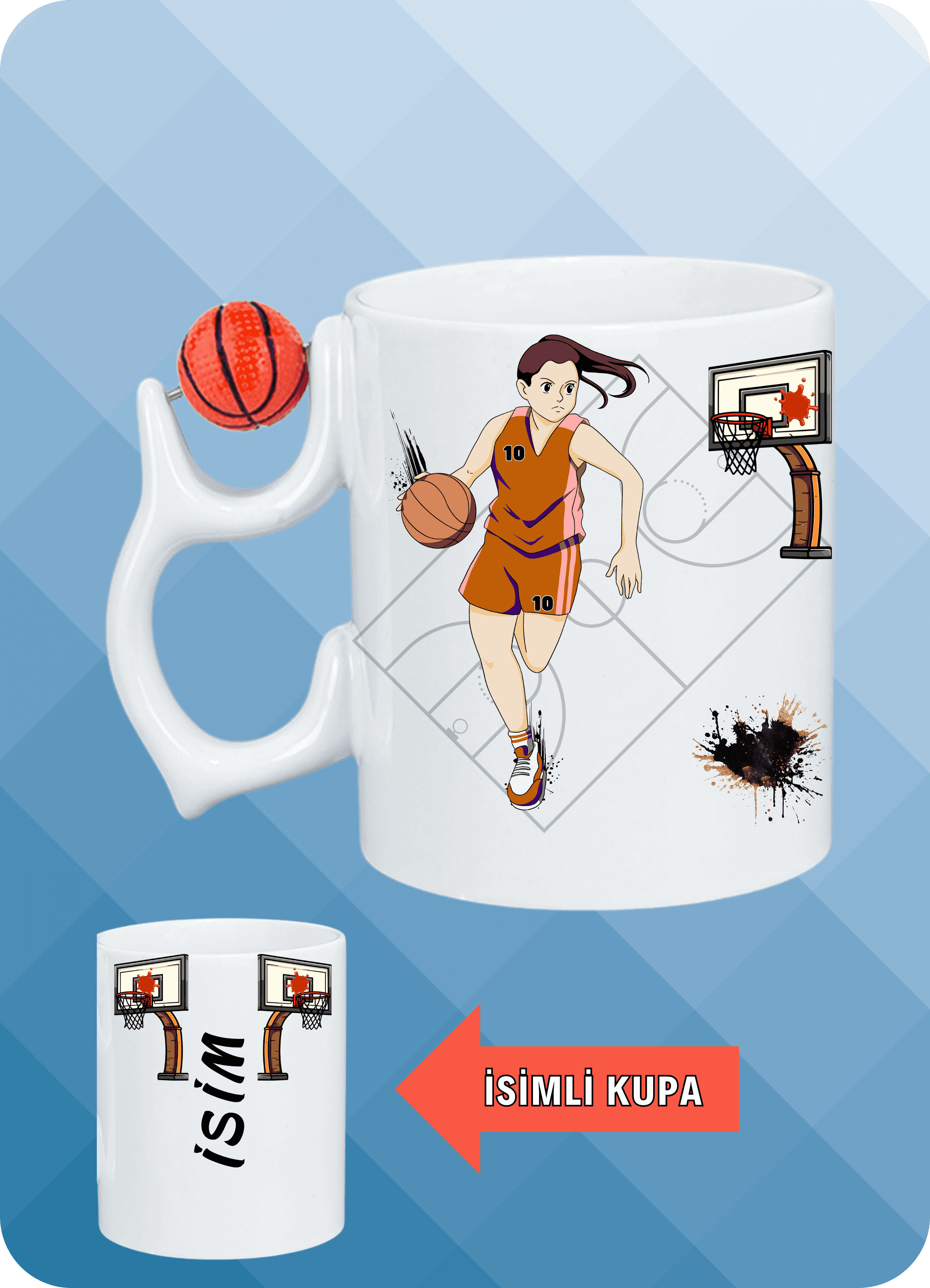 Basketbol Toplu Kadın Basketbolcu Basket Sever Kupa Bardak Çay Kahve Fincanı-4