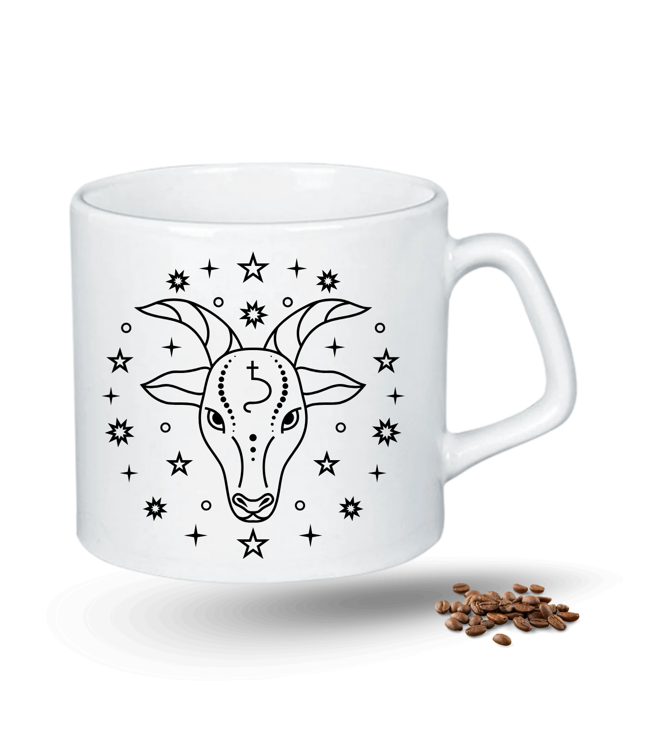 Oğlak Burcu Zodyak Baskılı Porselen Afilli Kupa Bardak