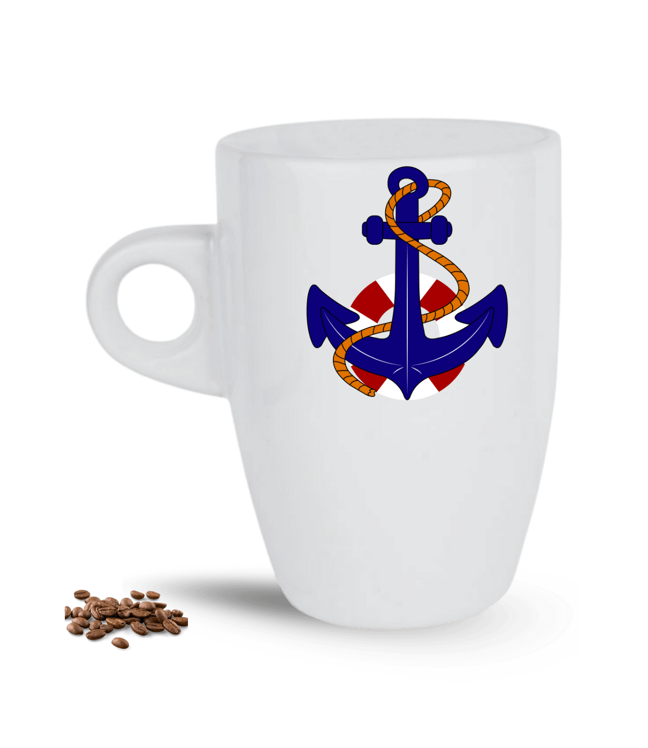 Denizci Temalı Çapa Baskılı Porselen Latte Kupa Bardak