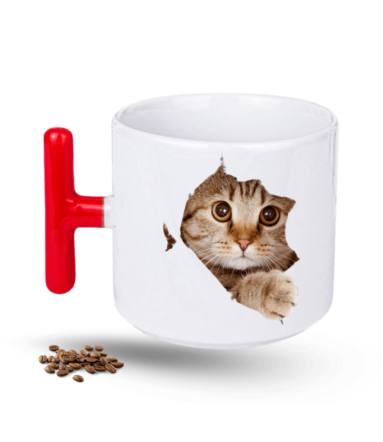 Tekir Kedi Temalı Kedi Sever Baskılı T Saplı Porselen Kupa Bardak