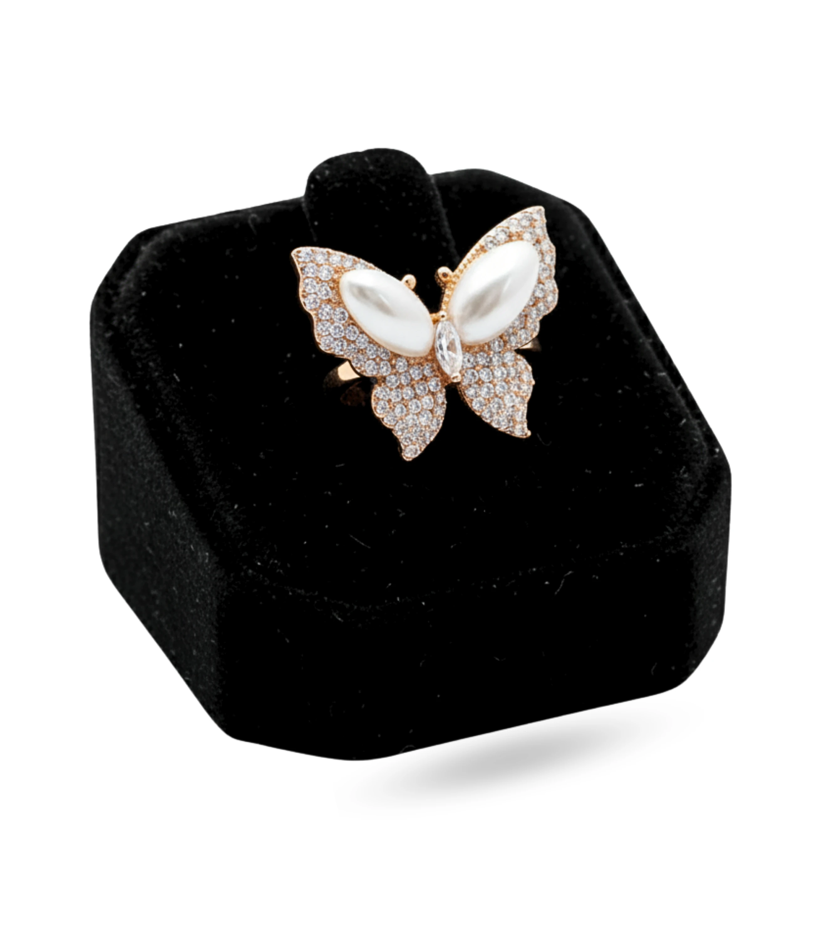 Kelebek Detaylı Rose Altın Kaplama Ayarlanabilir Yüzük Xuping