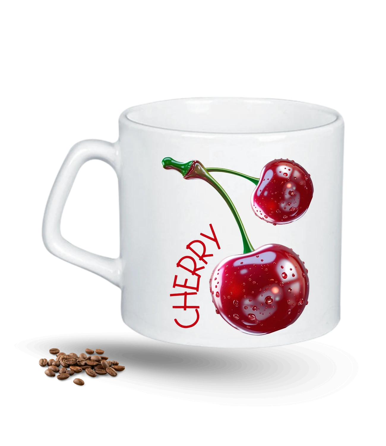 3d Kiraz Cherry Baskılı Porselen Afilli Kupa Bardak