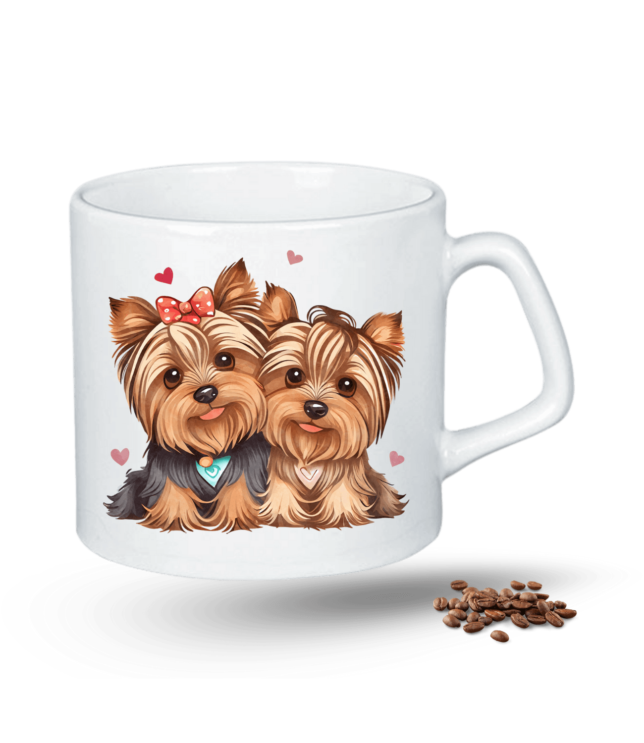 Terrier Cute Köpek Sever Kalpli Baskılı Porselen Afilli Kupa Bardak