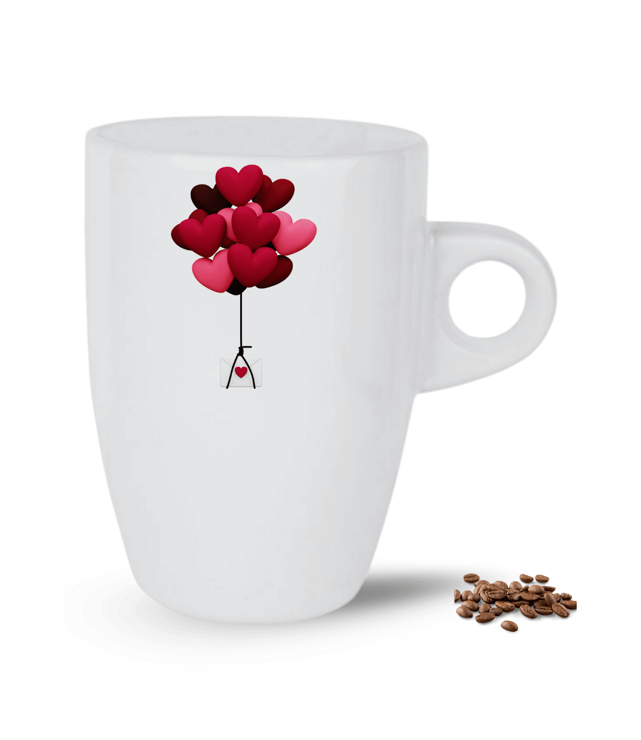 Aşk Temalı Uçan Kalpler Mesaj Baskılı Porselen Latte Kupa Bardak