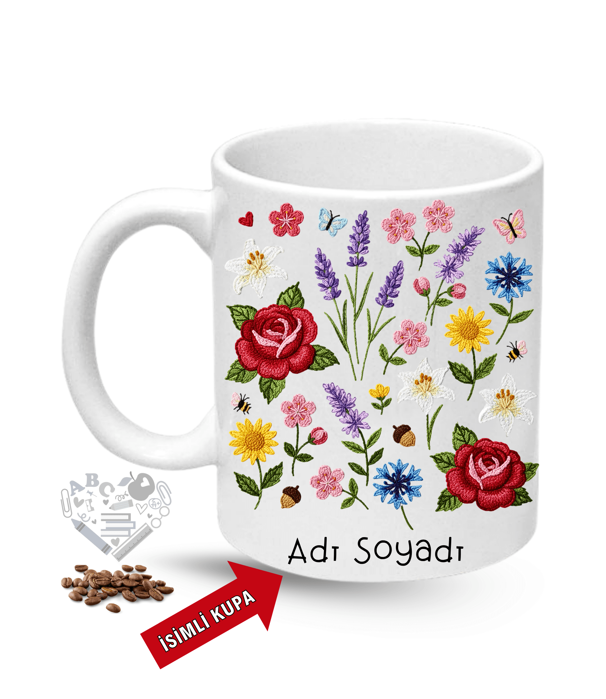 Öğretmenler Günü Hediyesi İsimli Baskılı Porselen Kupa Bardak -3